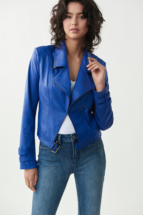 Faux Leather Moto Jacket Style 221913