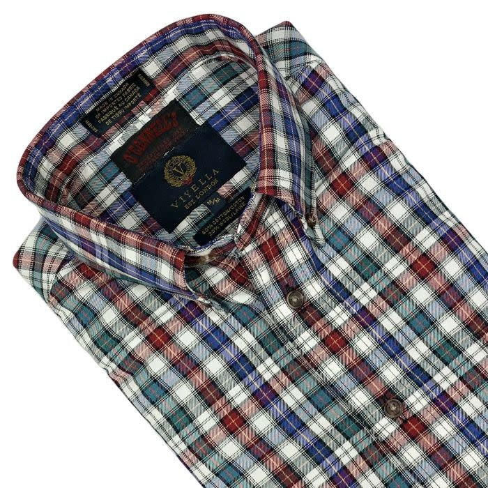 Viyella Sport Shirt Blue, Red, Teal Plaid 559425