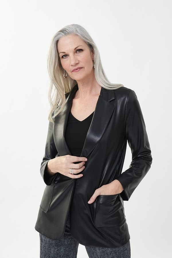 Black Leatherette Blazer 223090