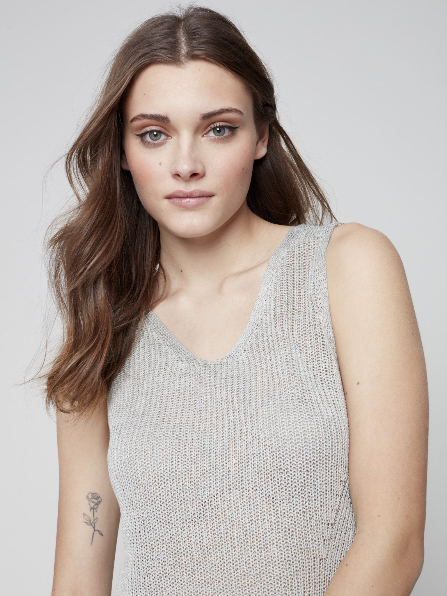 Knit V Neck Tank Top C2509 790A