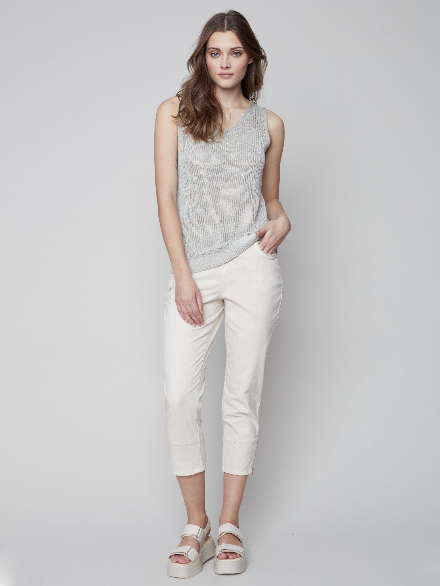 Knit V Neck Tank Top C2509 790A