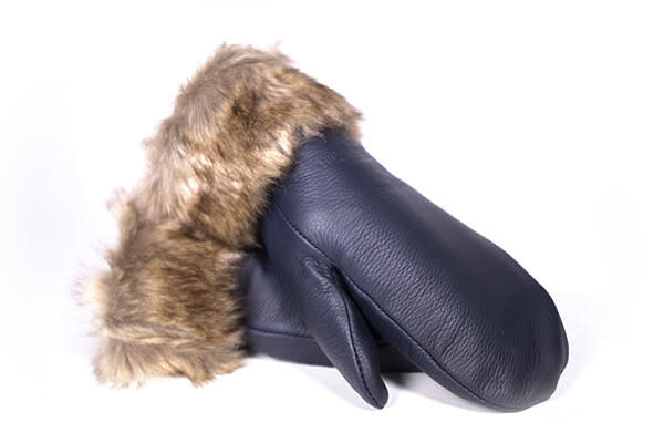 Deerskin Leather Mitt with Faux Fur Trim 230