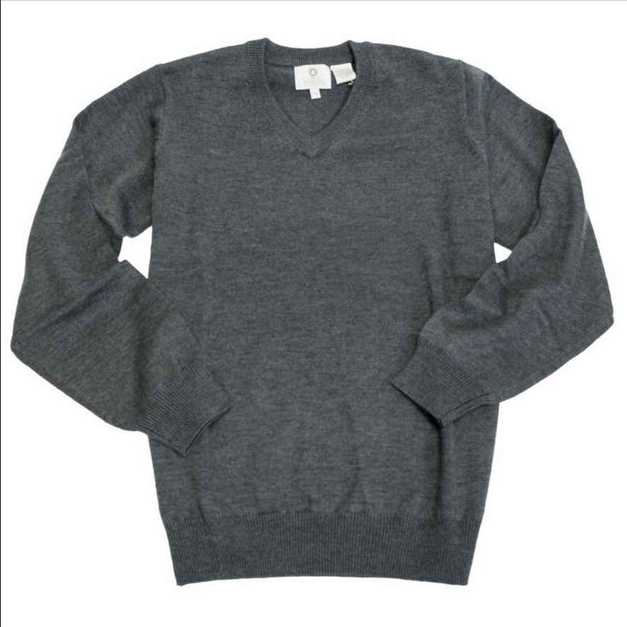 Merino Wool V-Neck Sweater in Charcoal 255611