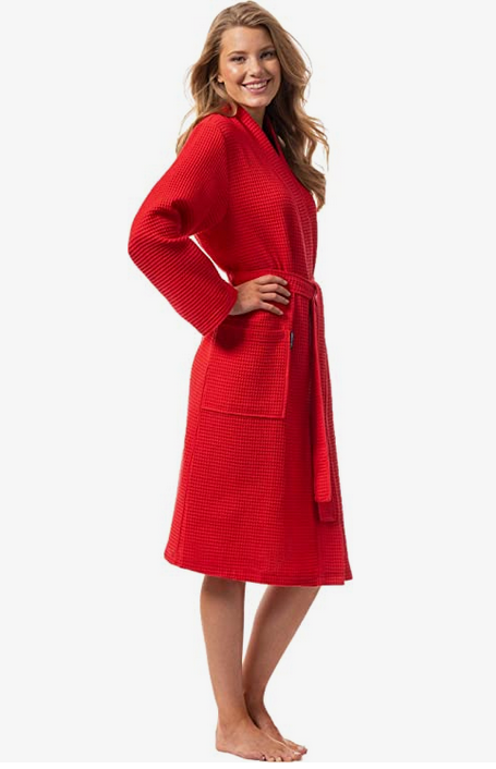 Morgenstern Women's Lightweight Bathrobe 100% Cotton Waffle Pique