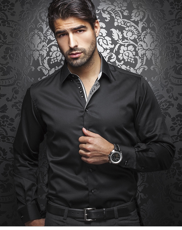 Black shirt business casual discount