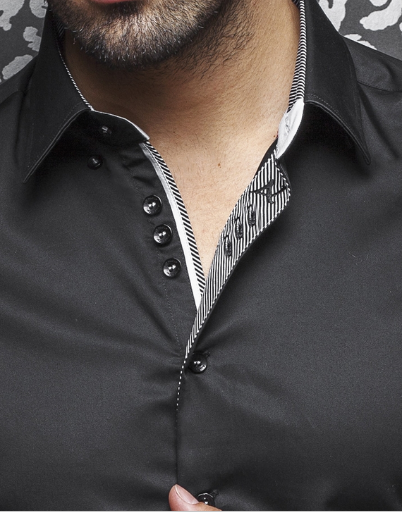Modern-Classic Luxury Black Dress Shirt Ferre