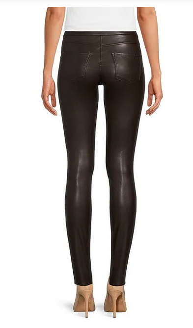 Leatherette Jeans Mid Rise Full Length Leggings 21253