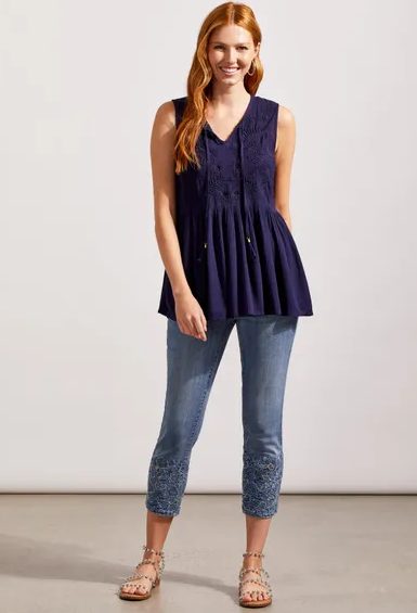 Sleeveless Blouse With Embroidery 7345O (2 Colors)