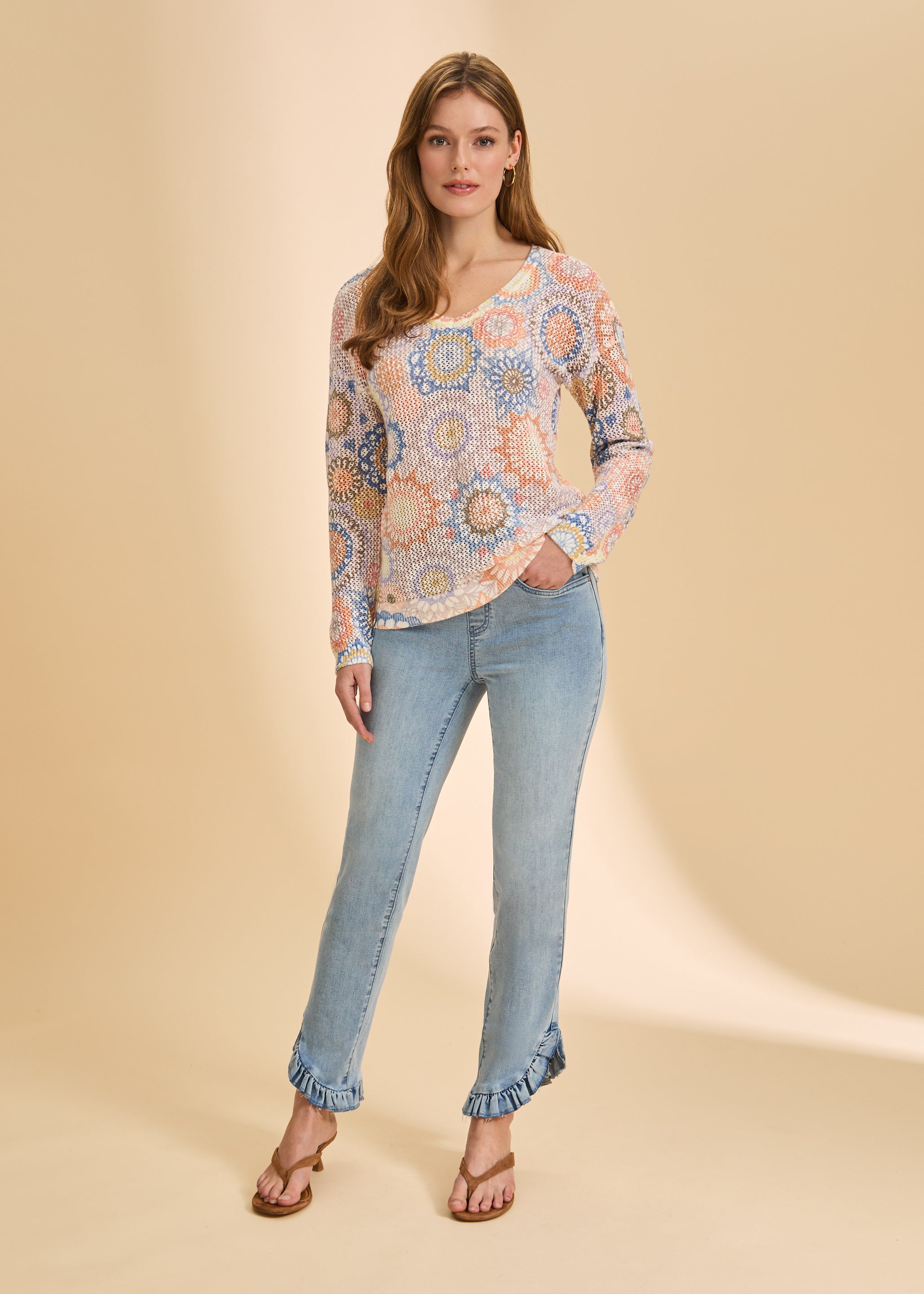 V Neck Printed Sweater 1214624