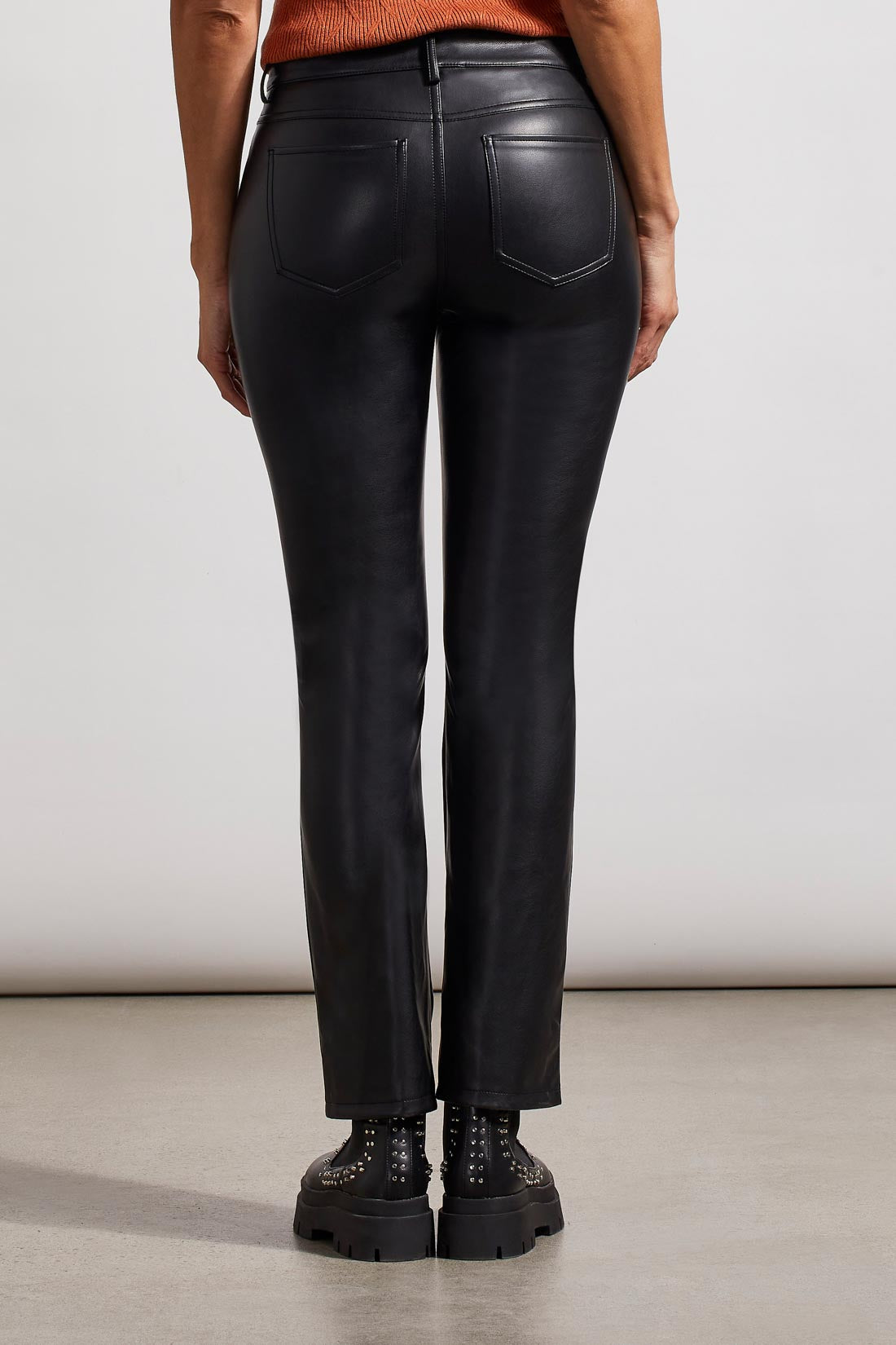 Faux Leather Fly Front Pant 1214O-4610