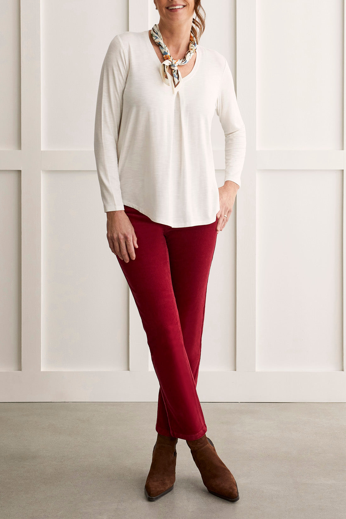 V Neck Top With Pleat 1432O-5243