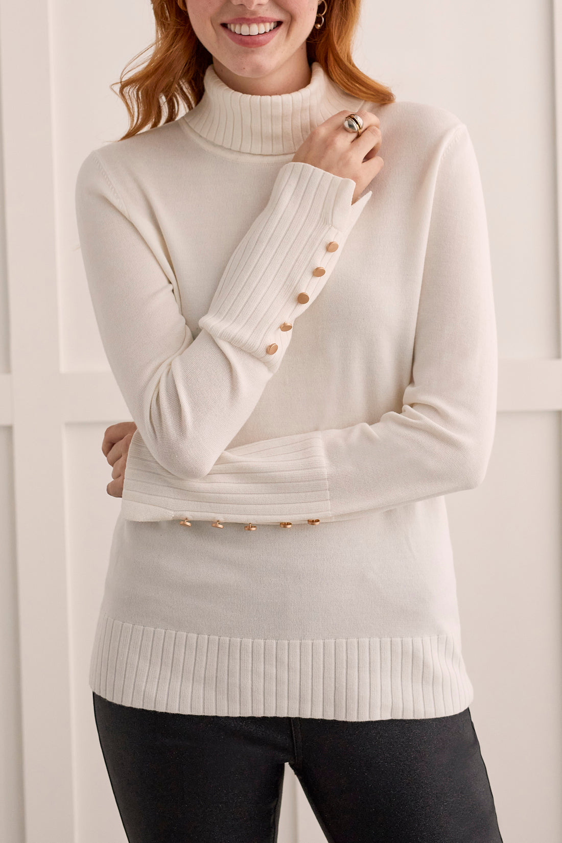 Turtleneck Sweater With Button Detail 1490O-835