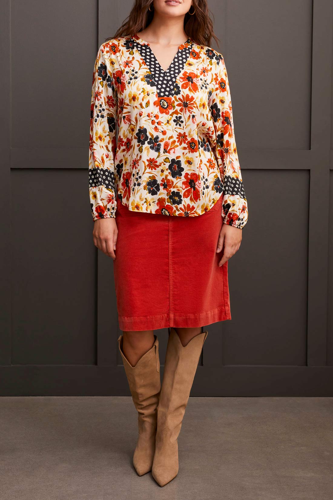 Long Sleeve Blouse With Plackets 1953O/1434