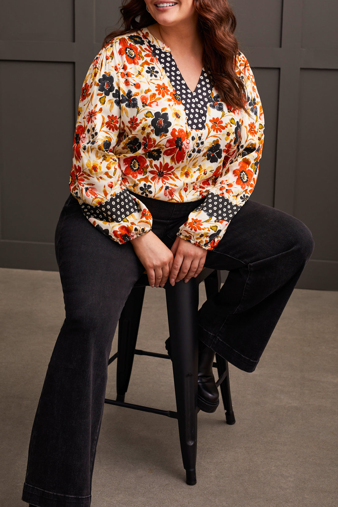 Long Sleeve Blouse With Plackets 1953O/1434