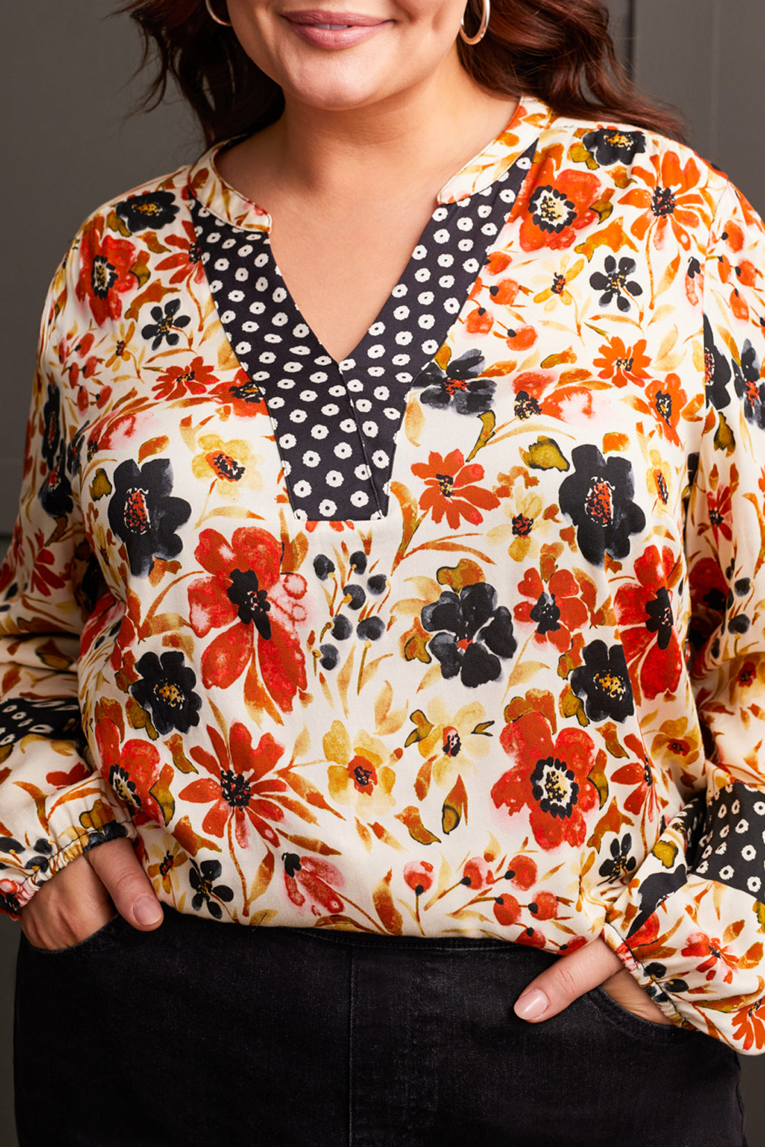 Long Sleeve Blouse With Plackets 1953O/1434