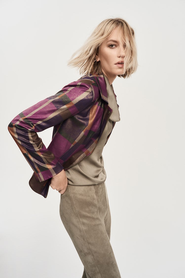 Foiled Print Faux Suede Jacket 243921 T