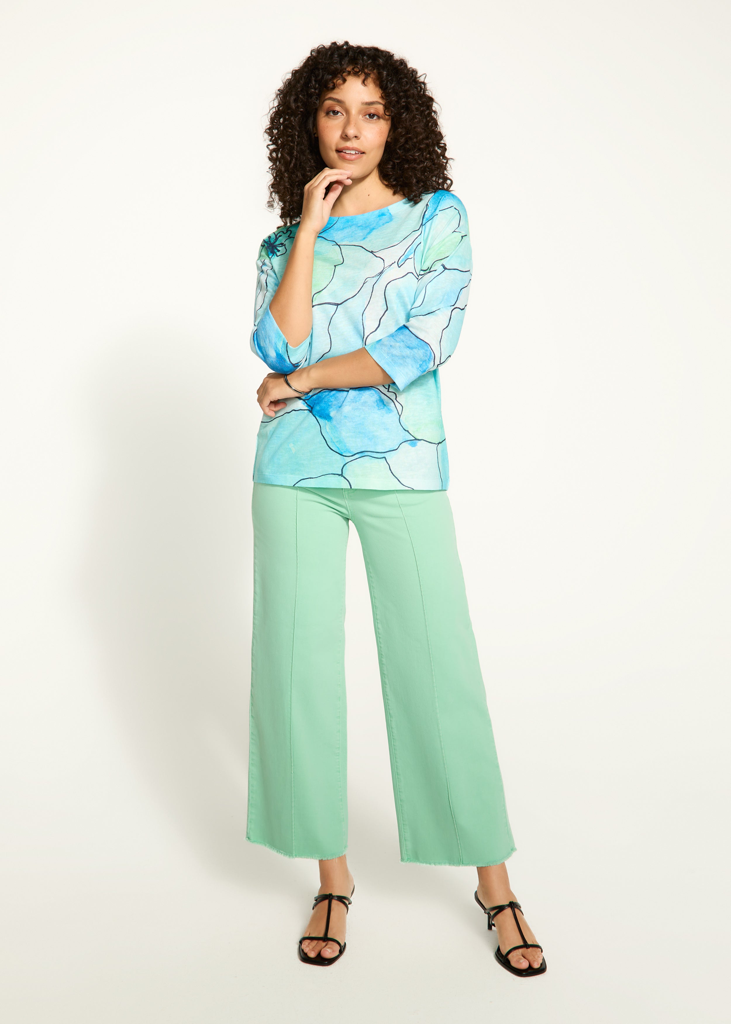 Drop Shoulder Boat Neck Top  3588451