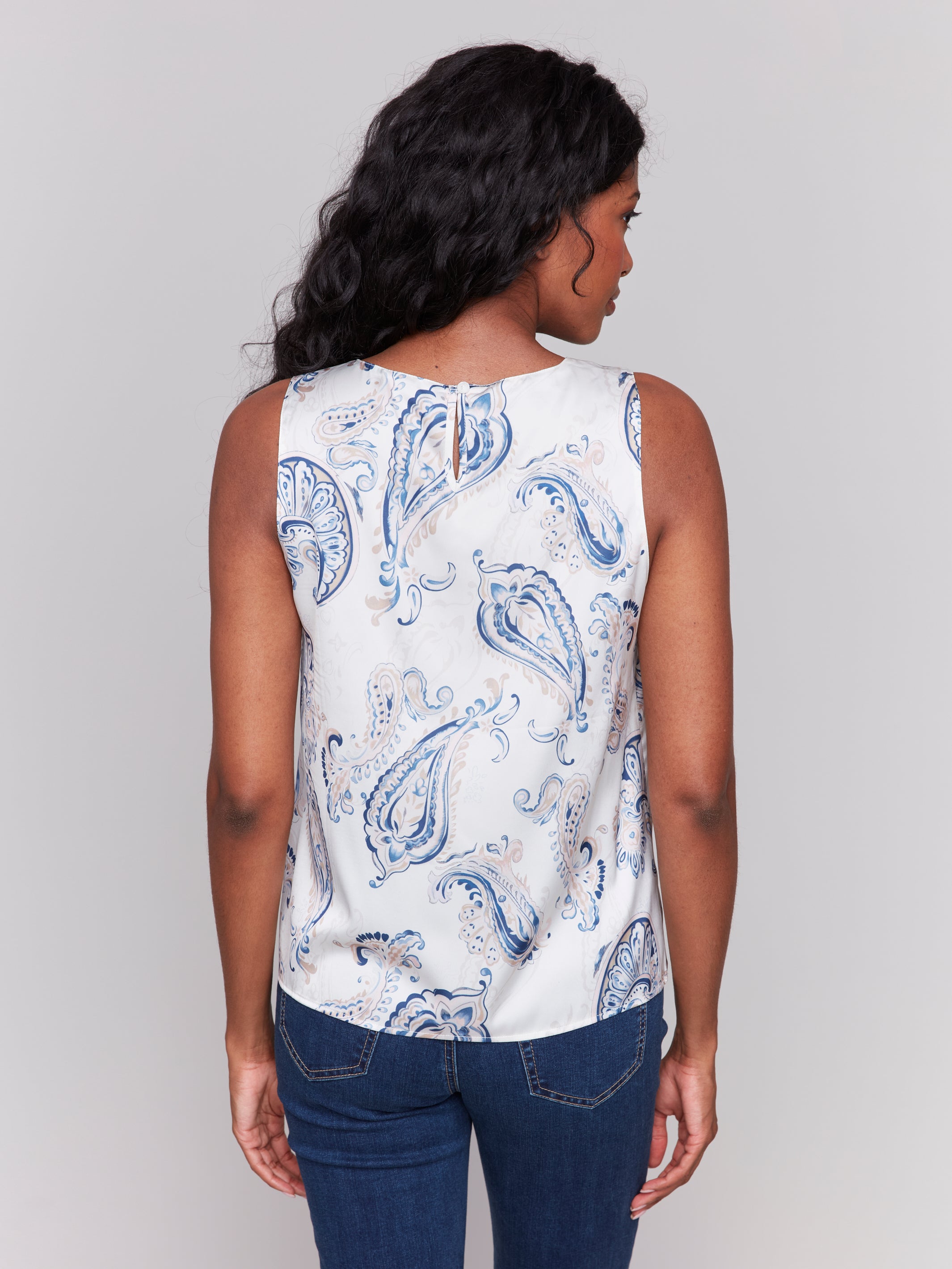 Printed Sleeveless Top With Keyhole C4599/767B