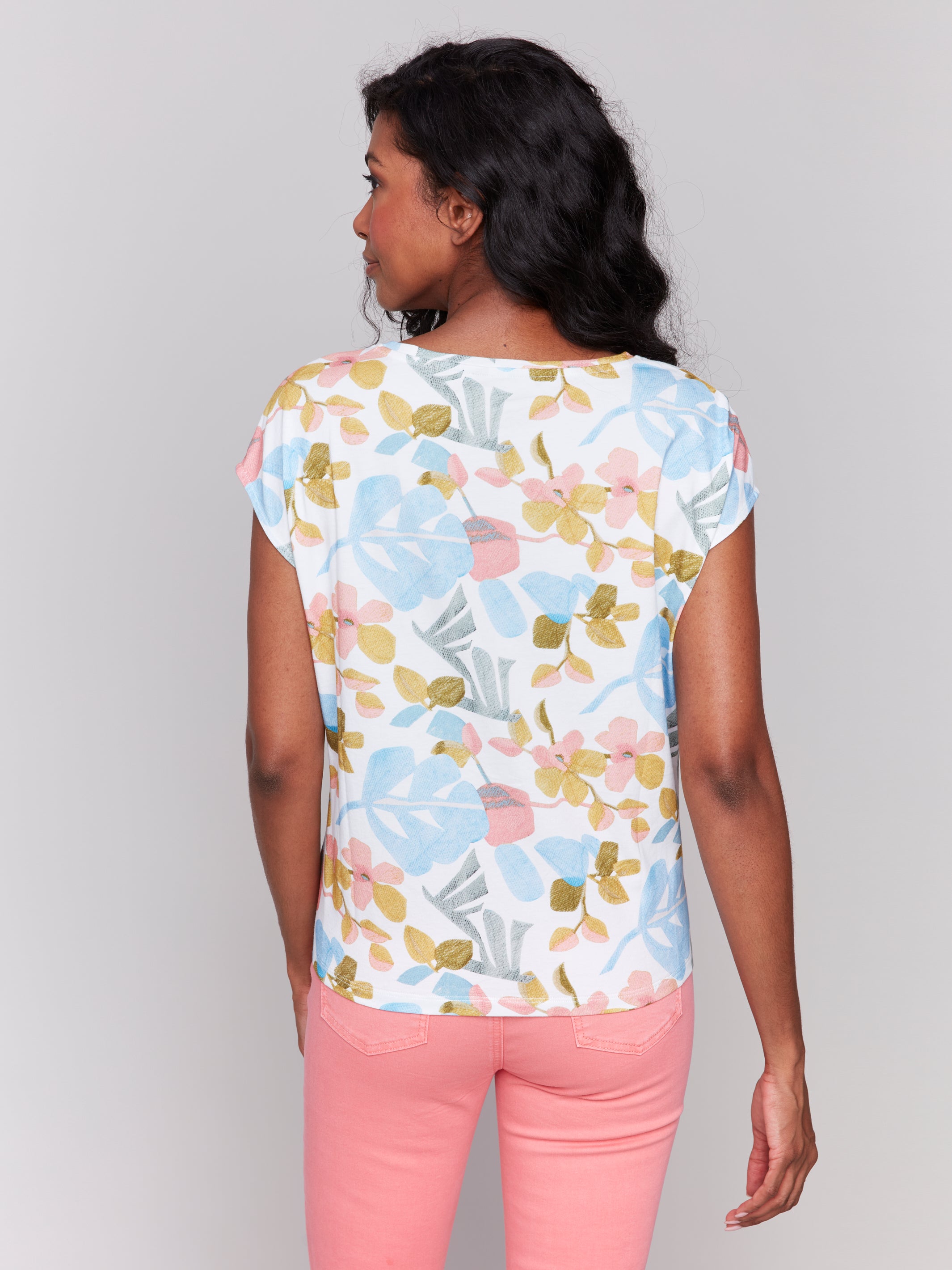 Cap Sleeve Front Knot Top C1301EPK