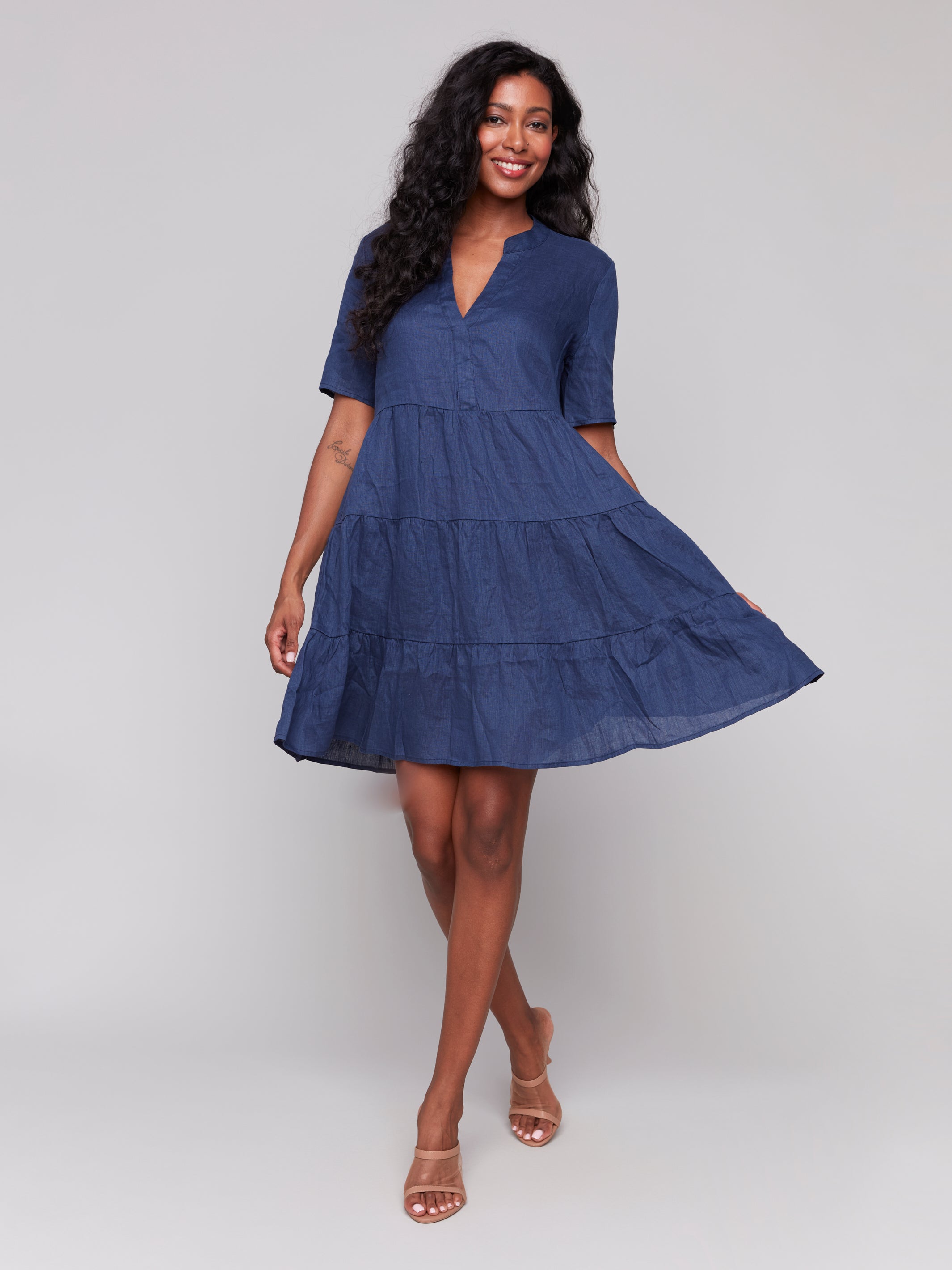 3 Tiered Linen Dress C3216/256C