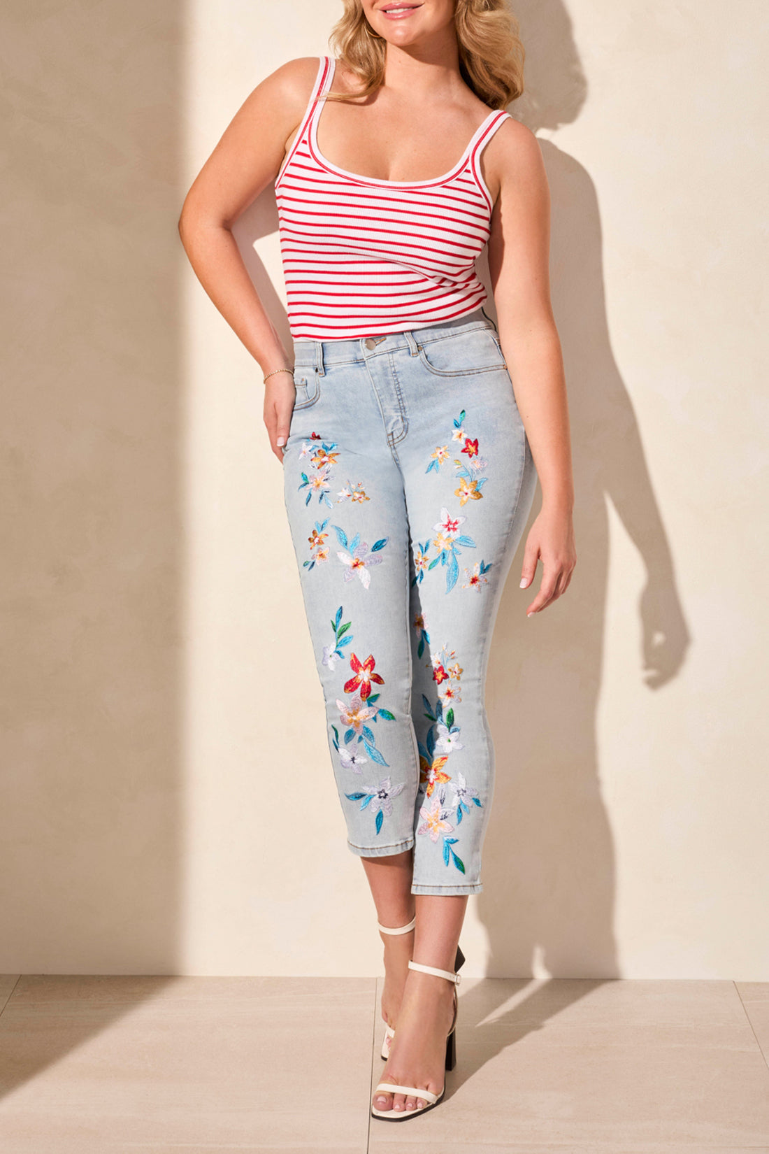 Sophia Curvy Embroidered Slim Crop Jeans 5798O/5045