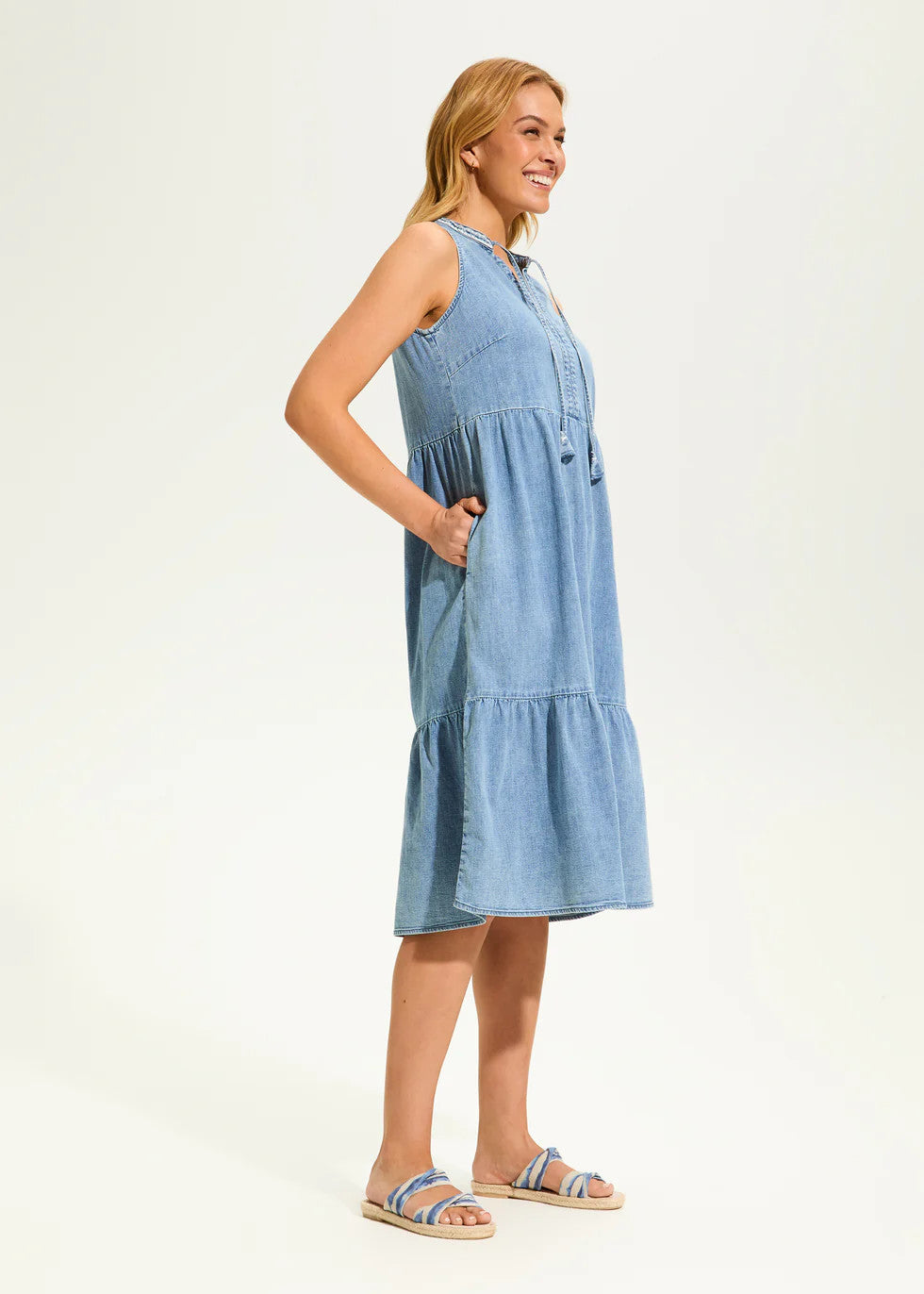 Light Denim Tiered Dress 7811992