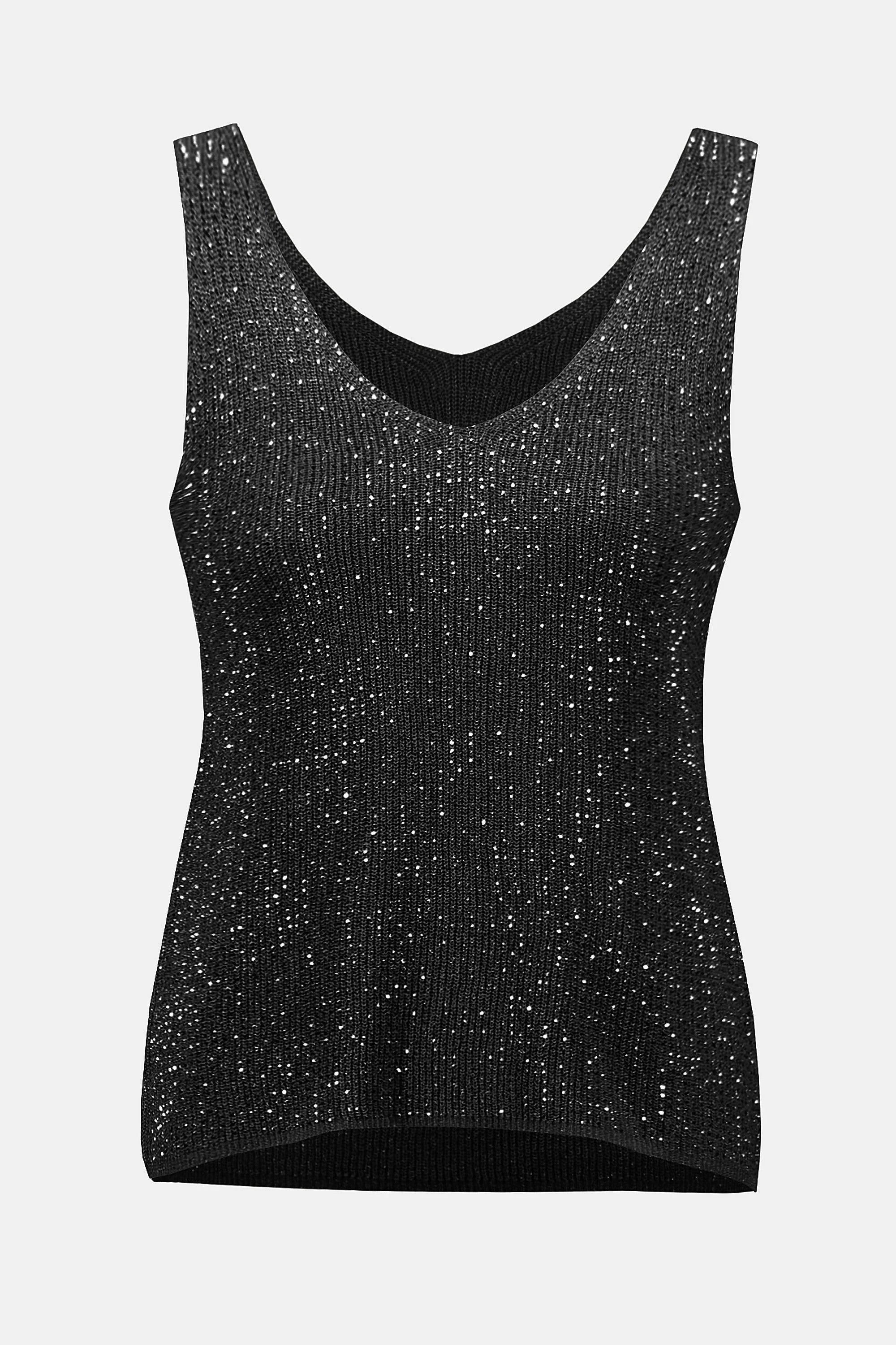 Metallic Knitted Camisole with Rhinestones 252915F25