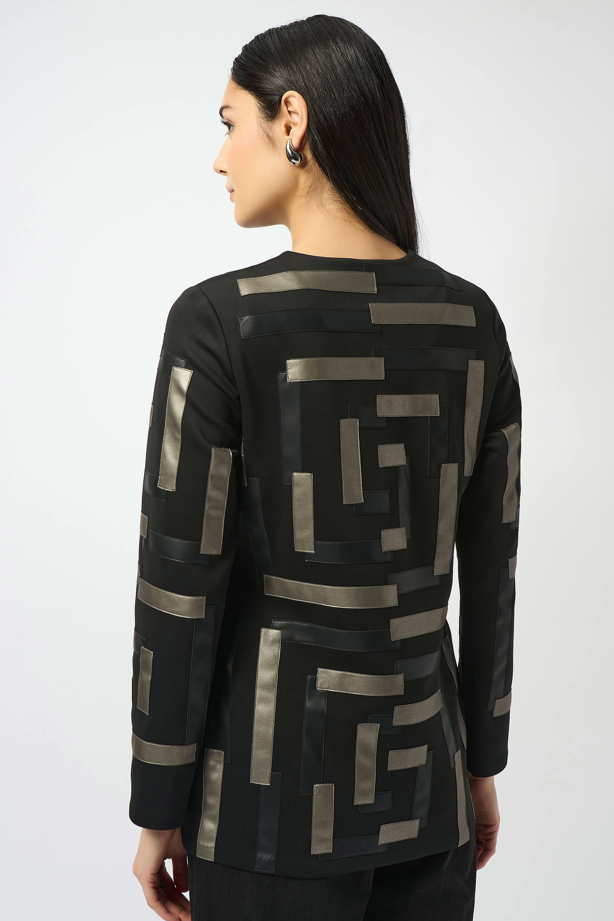 Scuba & Leatherette Collarless Jacket 253929