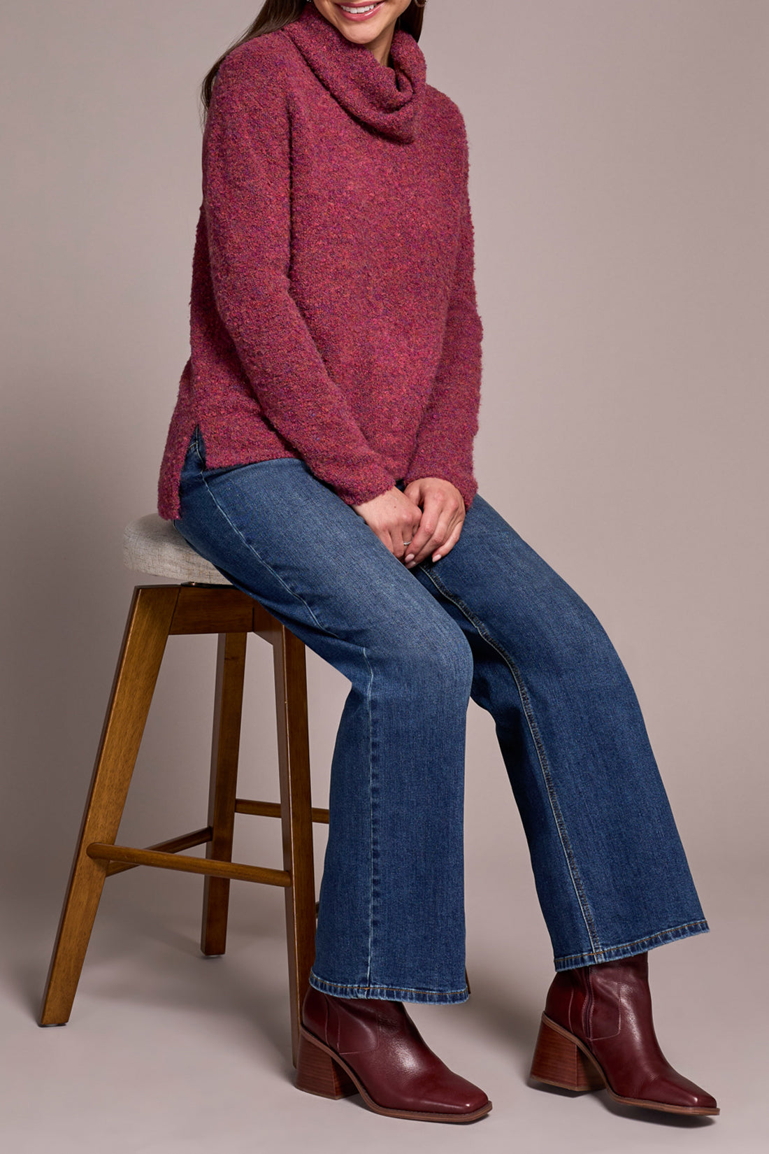 Cowl Neck Sweater W/Side Slits 5929O/5033