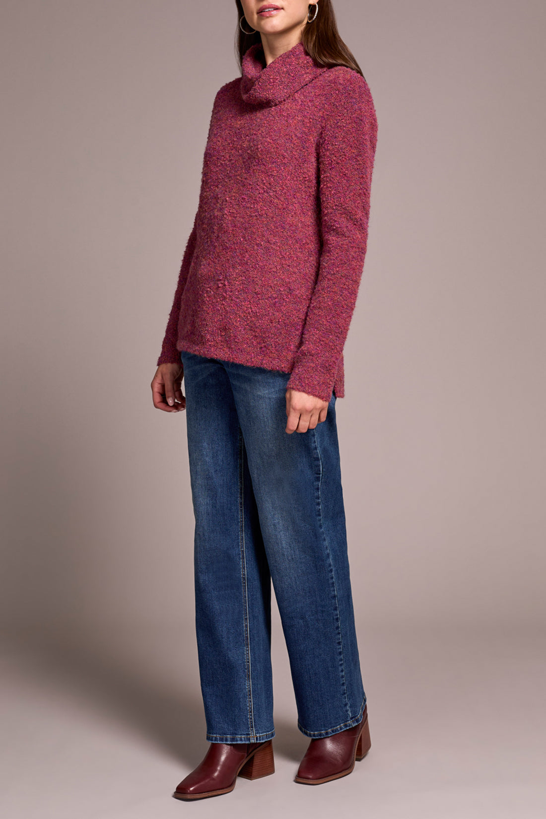 Cowl Neck Sweater W/Side Slits 5929O/5033