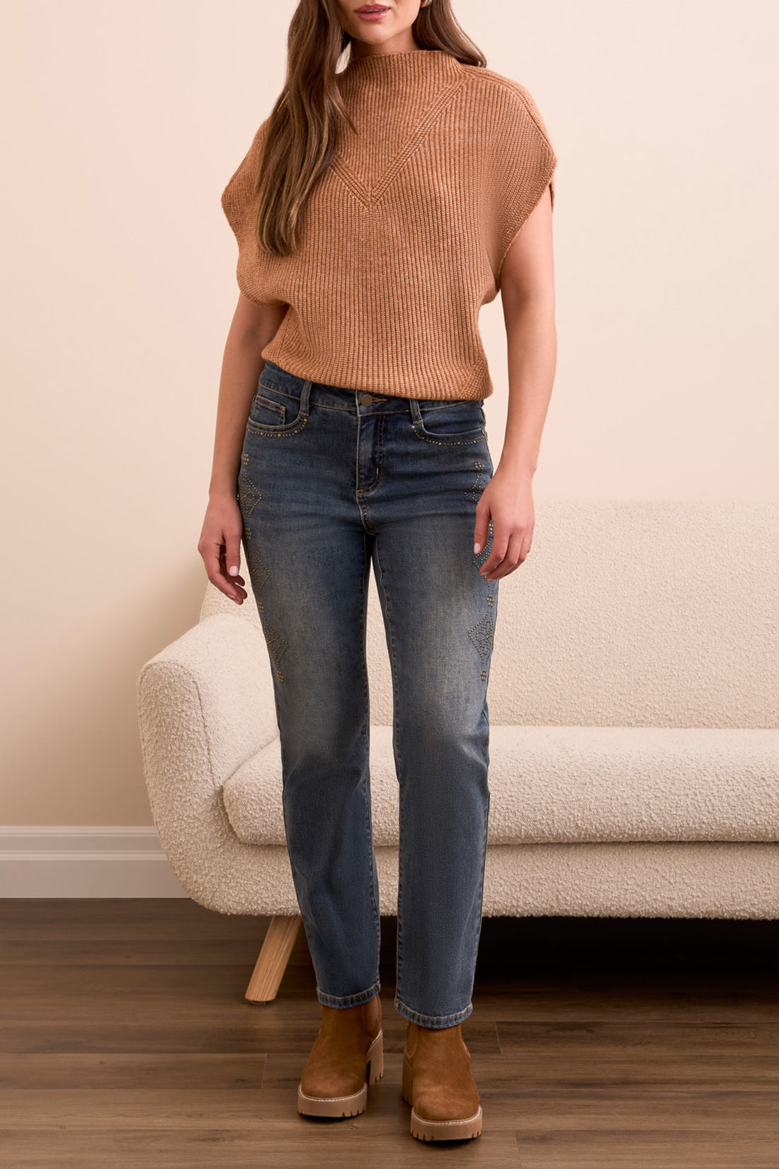 Audrey Straight Leg Jeans With Studs 5955O/5229