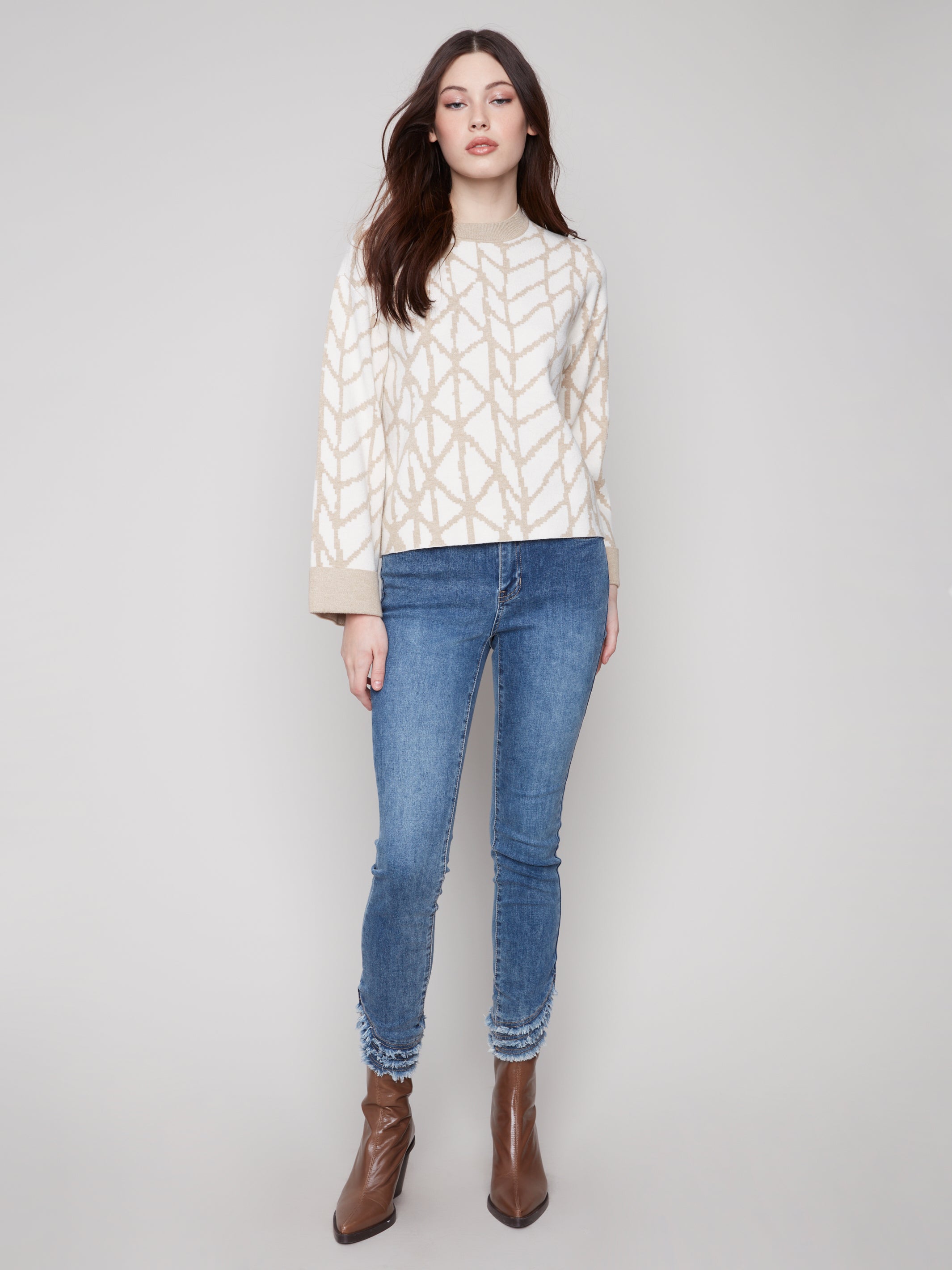Jacquard Sweater With Cuff Detail C2921/974A