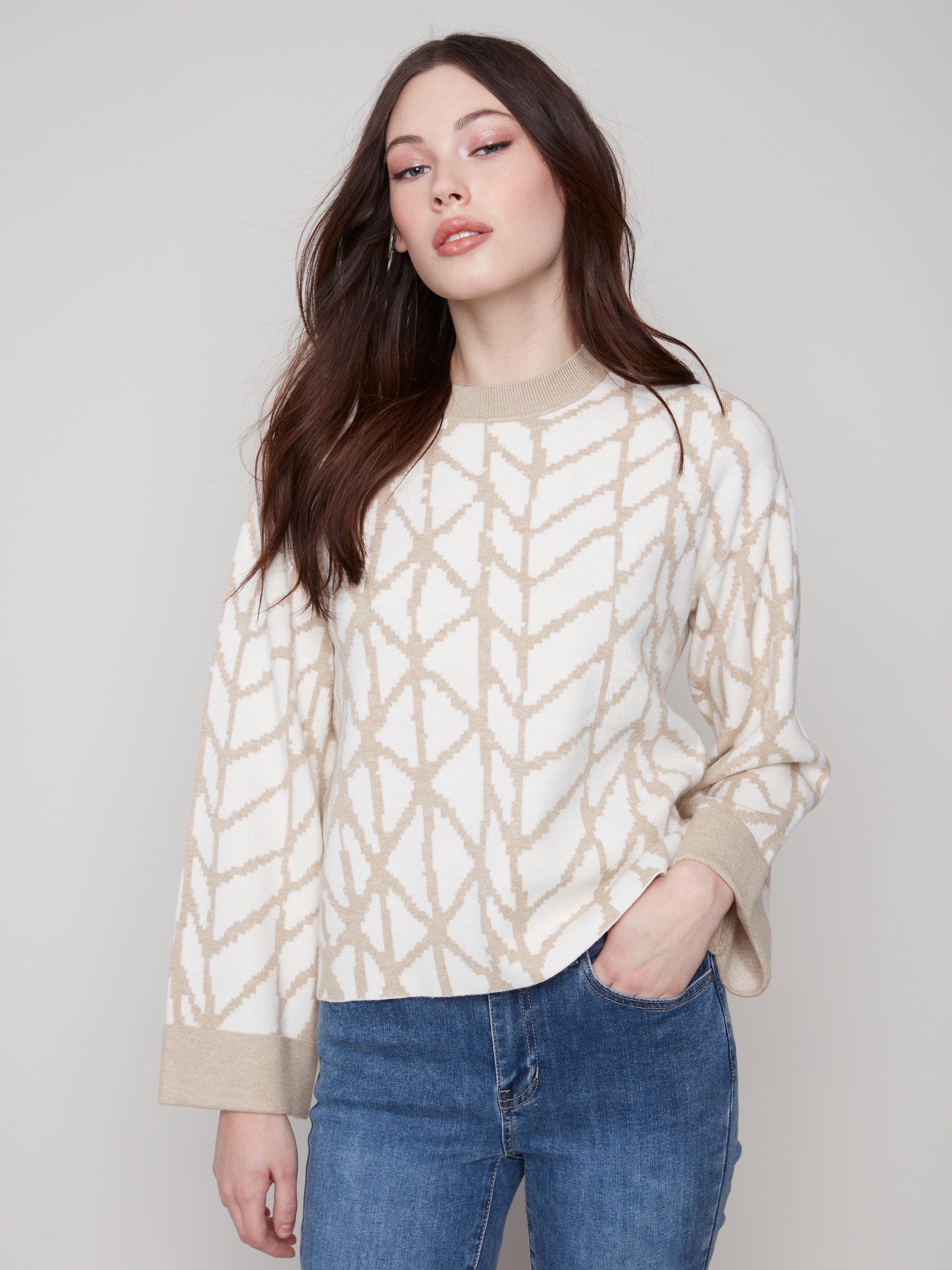 Jacquard Sweater With Cuff Detail C2921/974A
