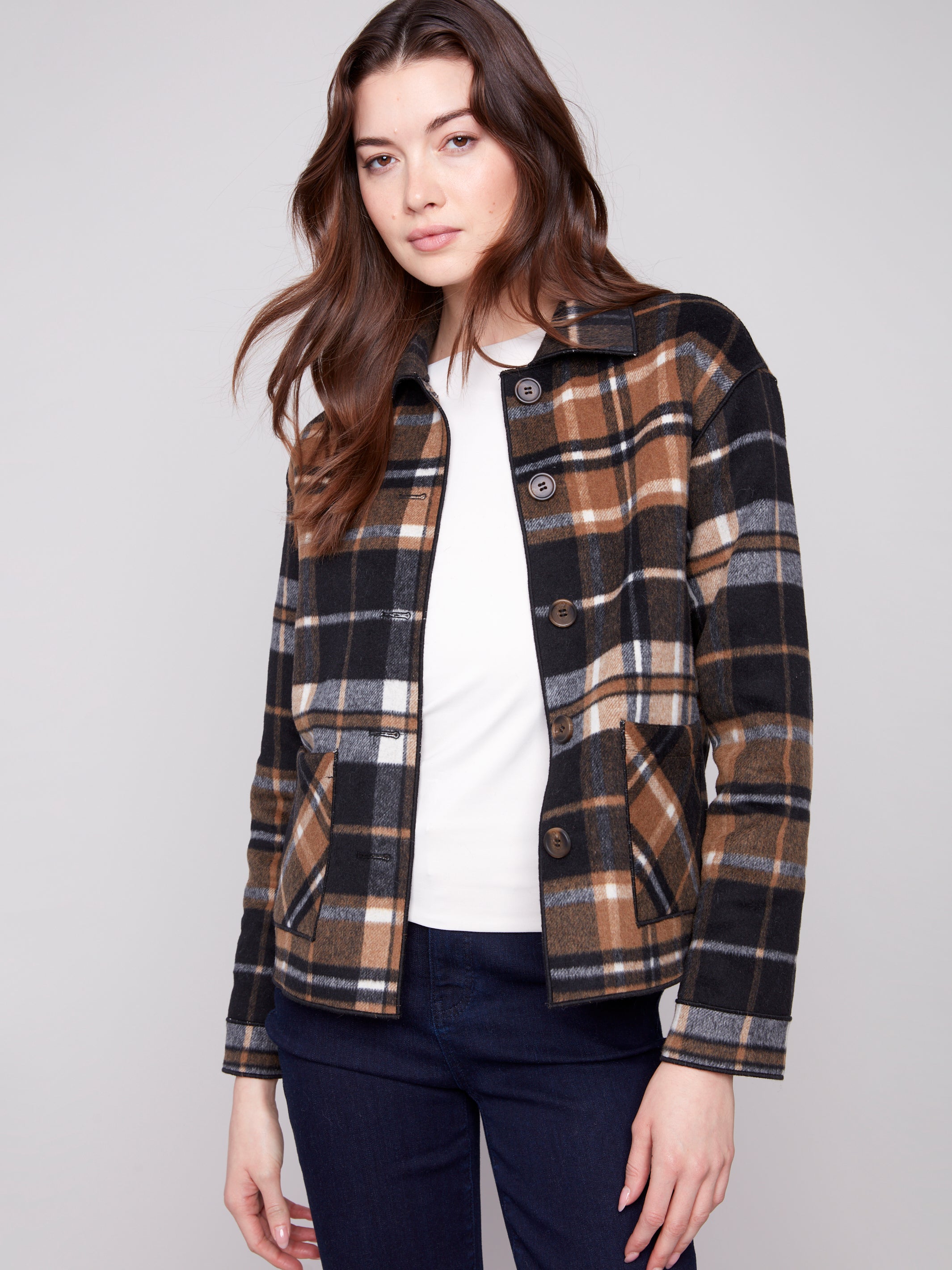Reversible Plaid Coat C6185Y/134B