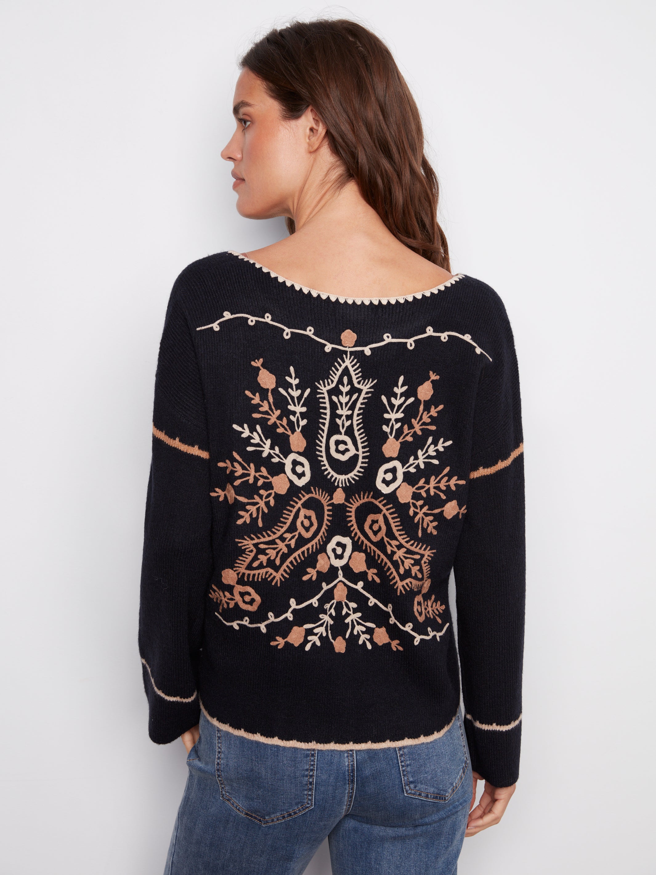 Ribbed V Neck Notched Sweater C2879/365C