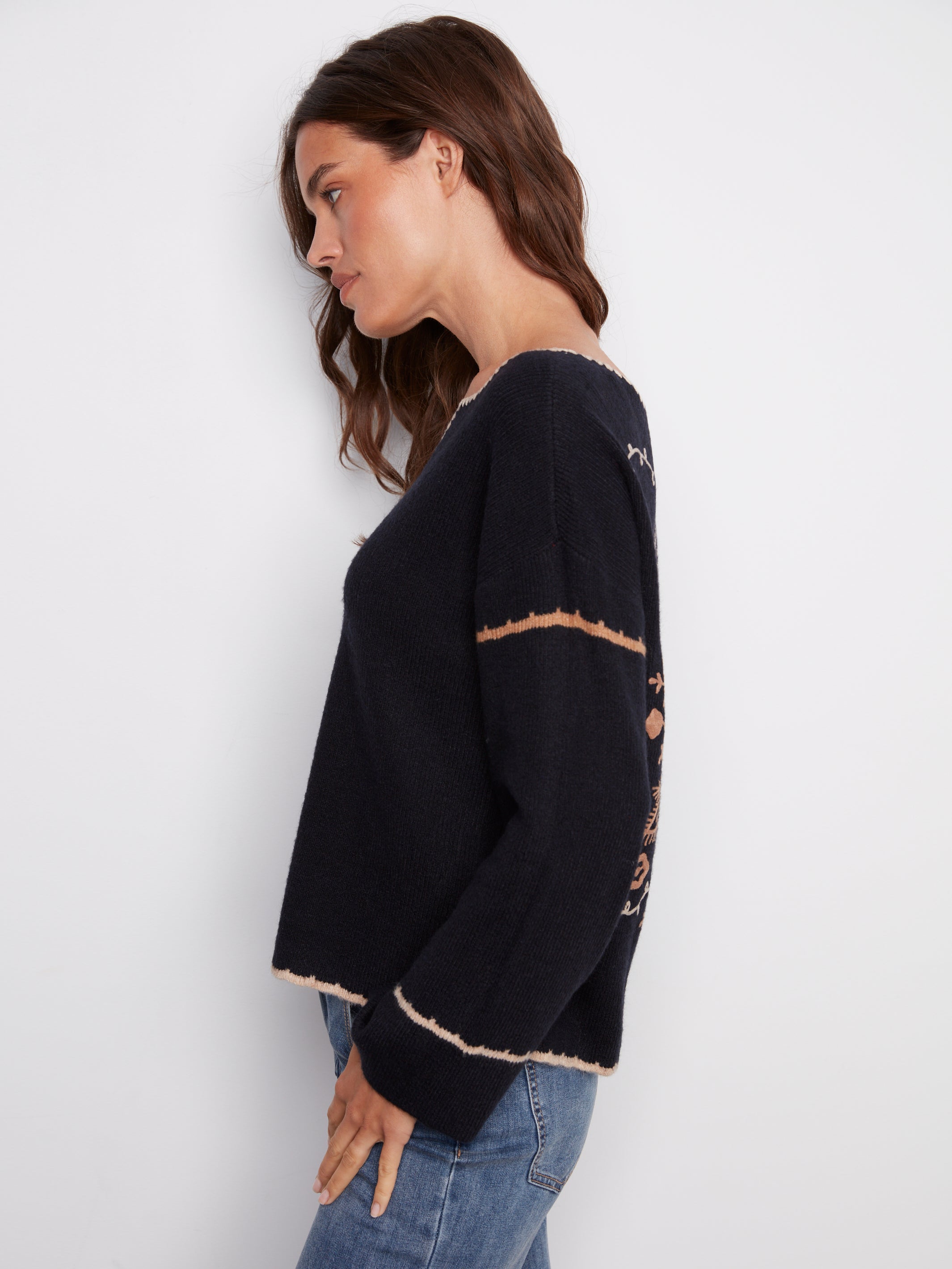 Ribbed V Neck Notched Sweater C2879/365C