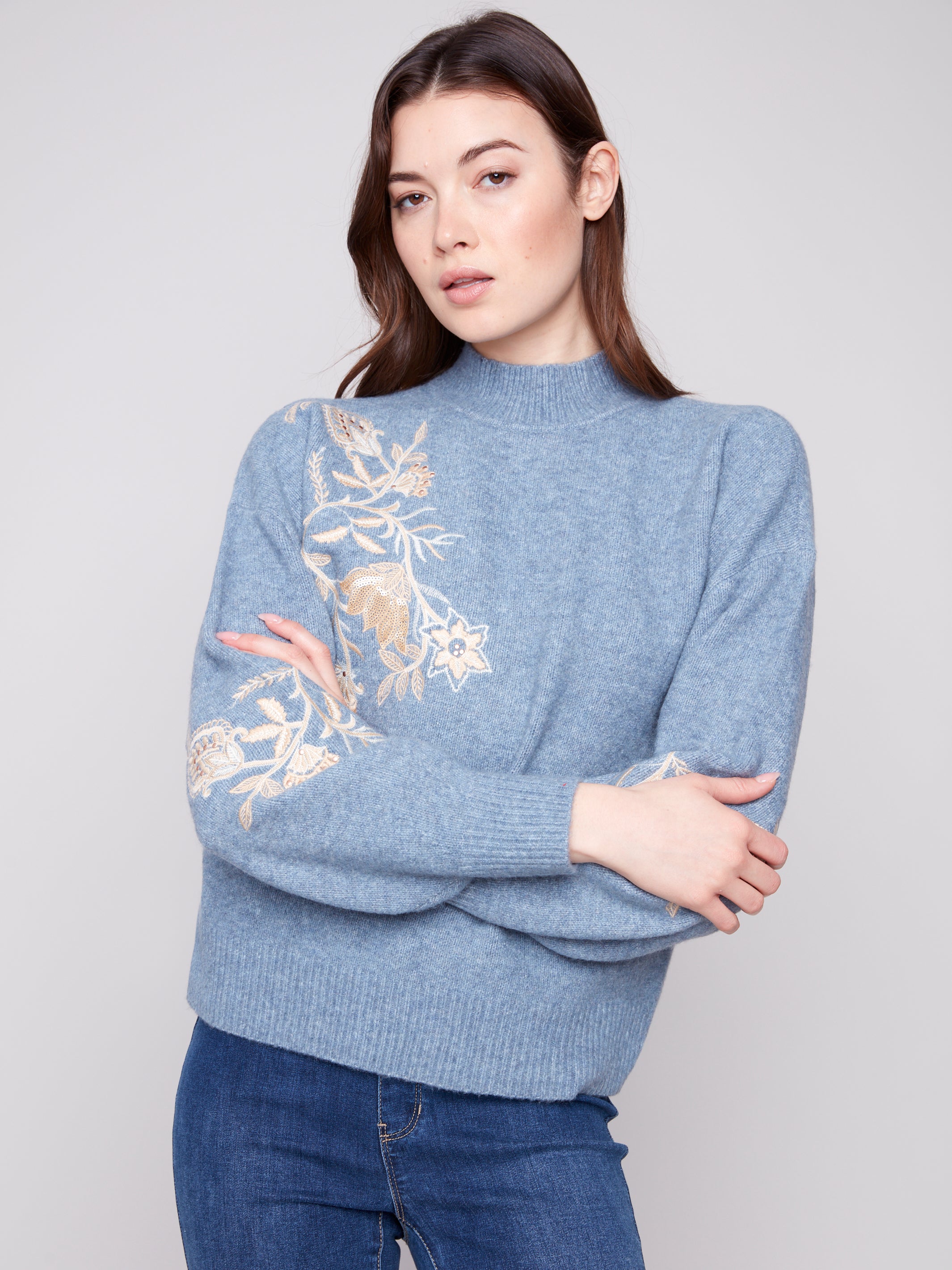 Mock Neck Sweater With Sequin Detail C2856/018C
