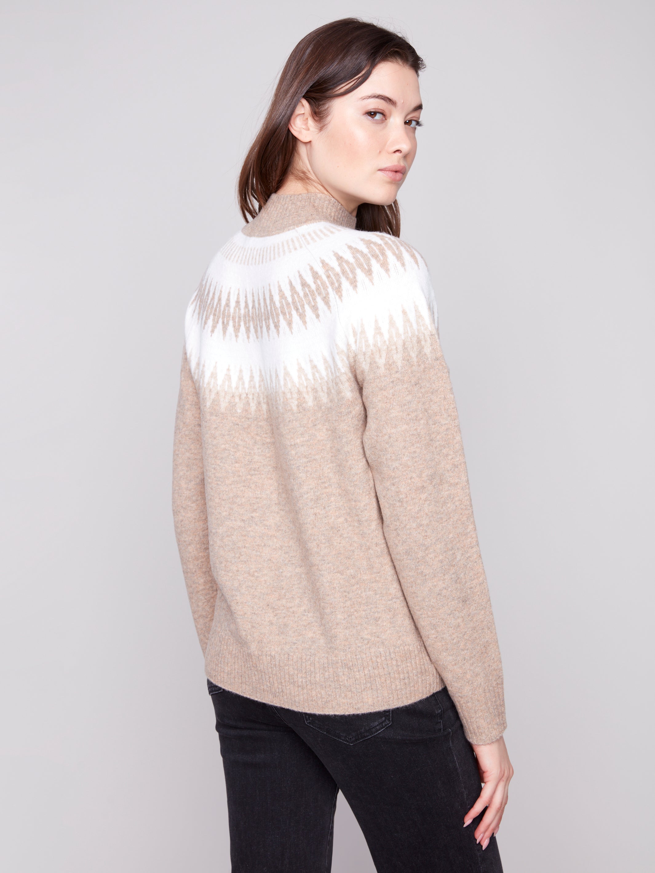 Jacquard Mock Neck Raglan Sweater C2859/018C