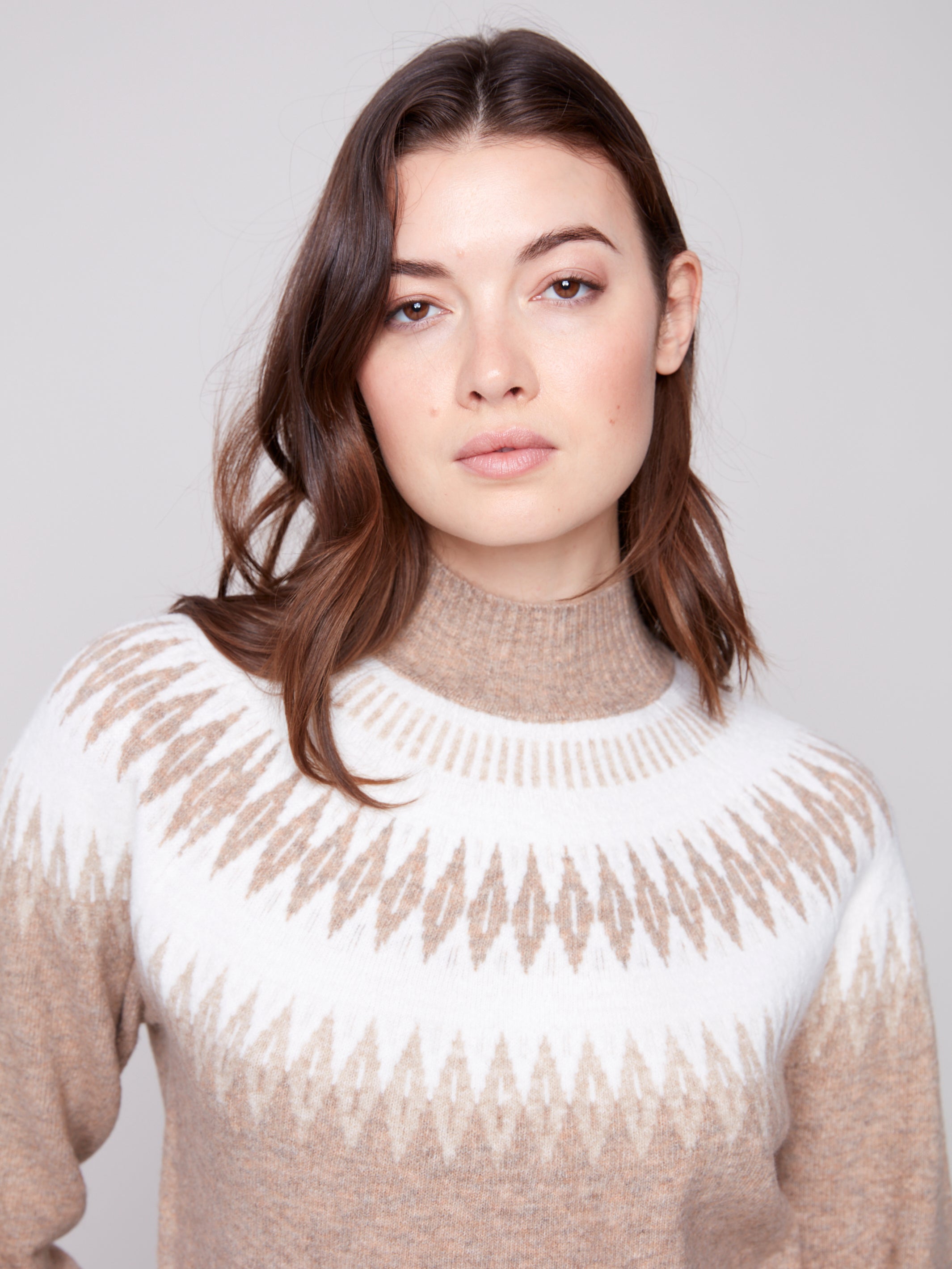 Jacquard Mock Neck Raglan Sweater C2859/018C