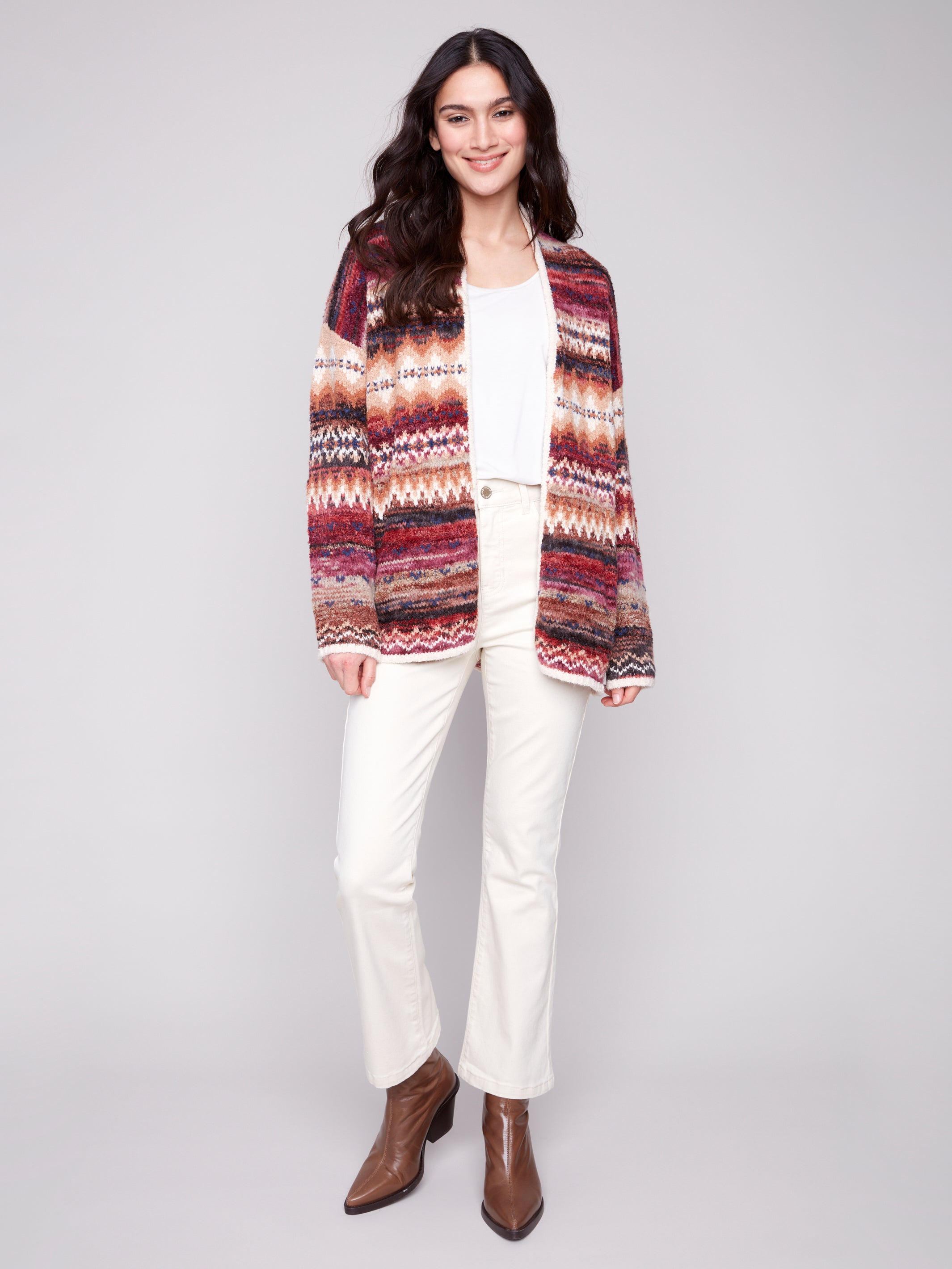 Jacquard Cardigan With Patch Pockets C2934/428C