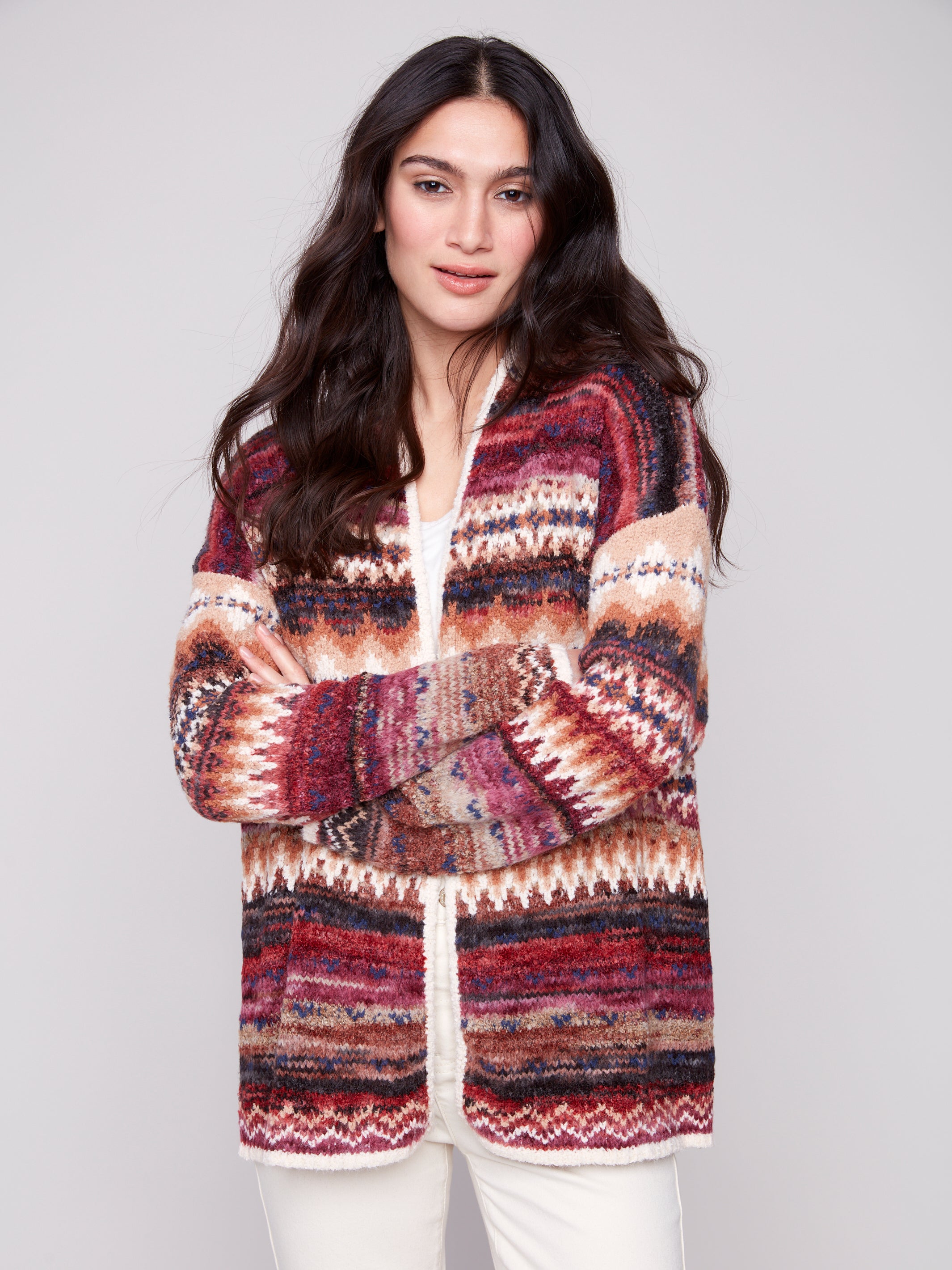 Jacquard Cardigan With Patch Pockets C2934/428C
