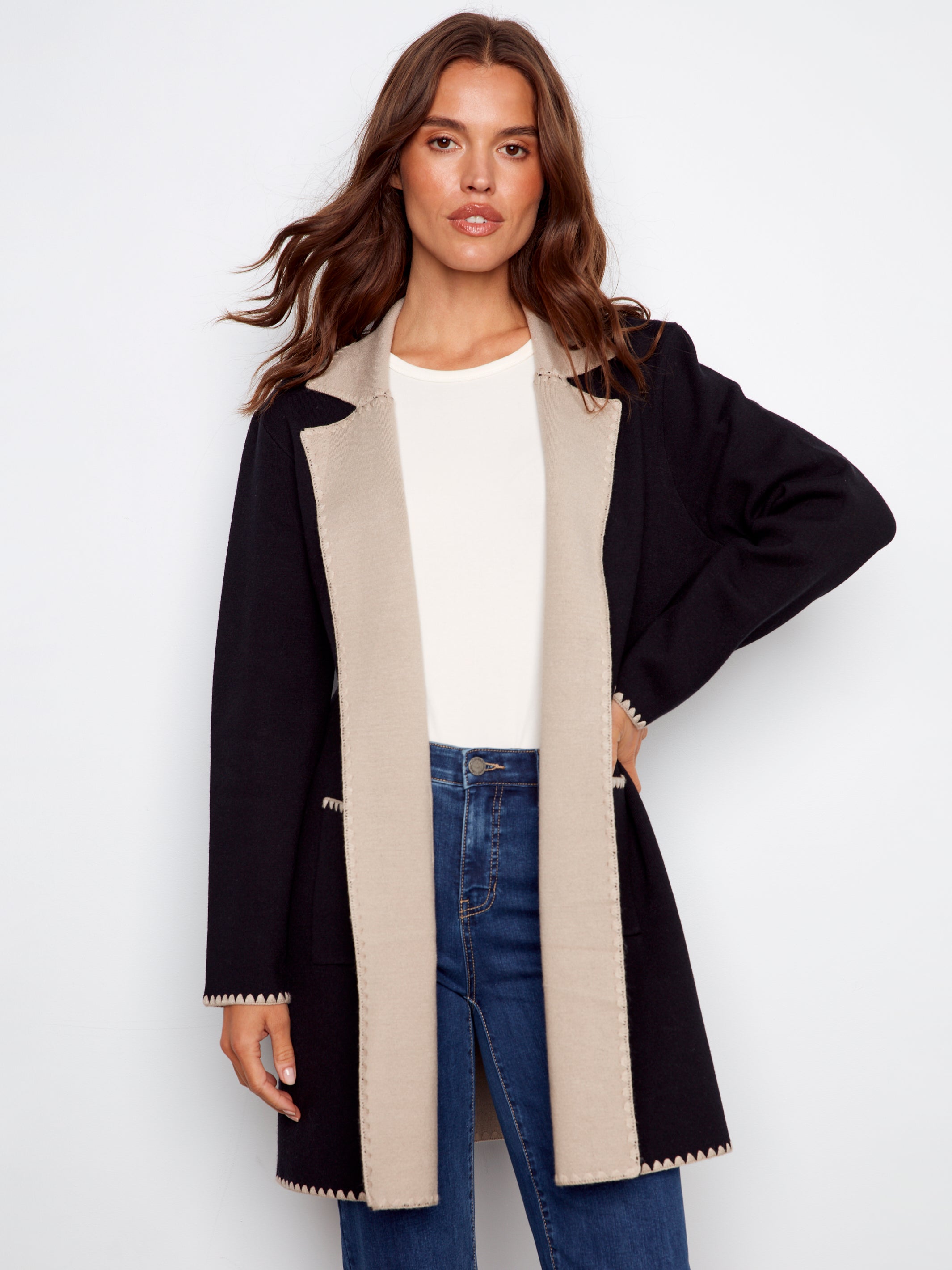 Cardigan With Blanket Stitch