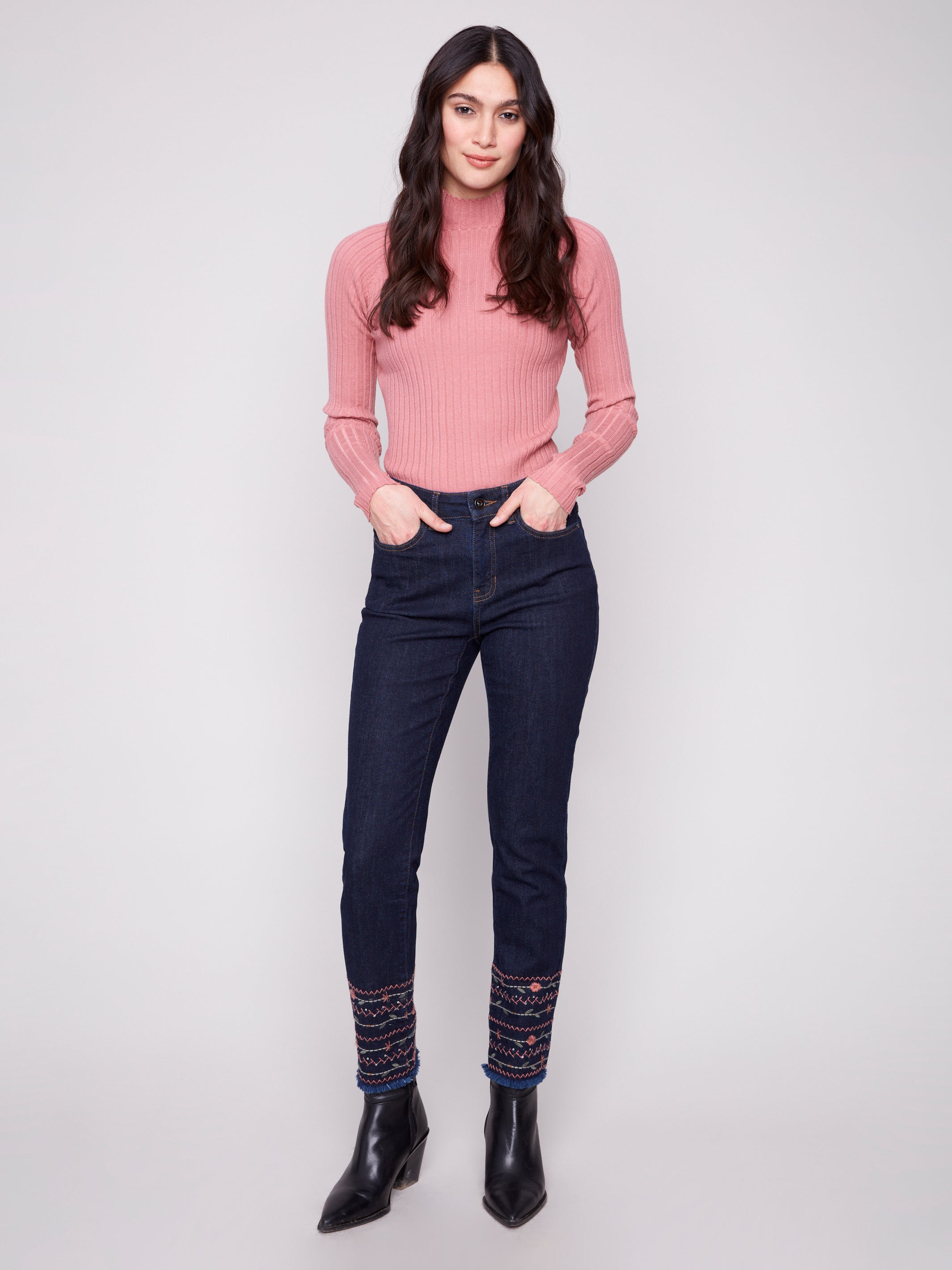 Hem Embroidered Stretch Denim C5573R/437C