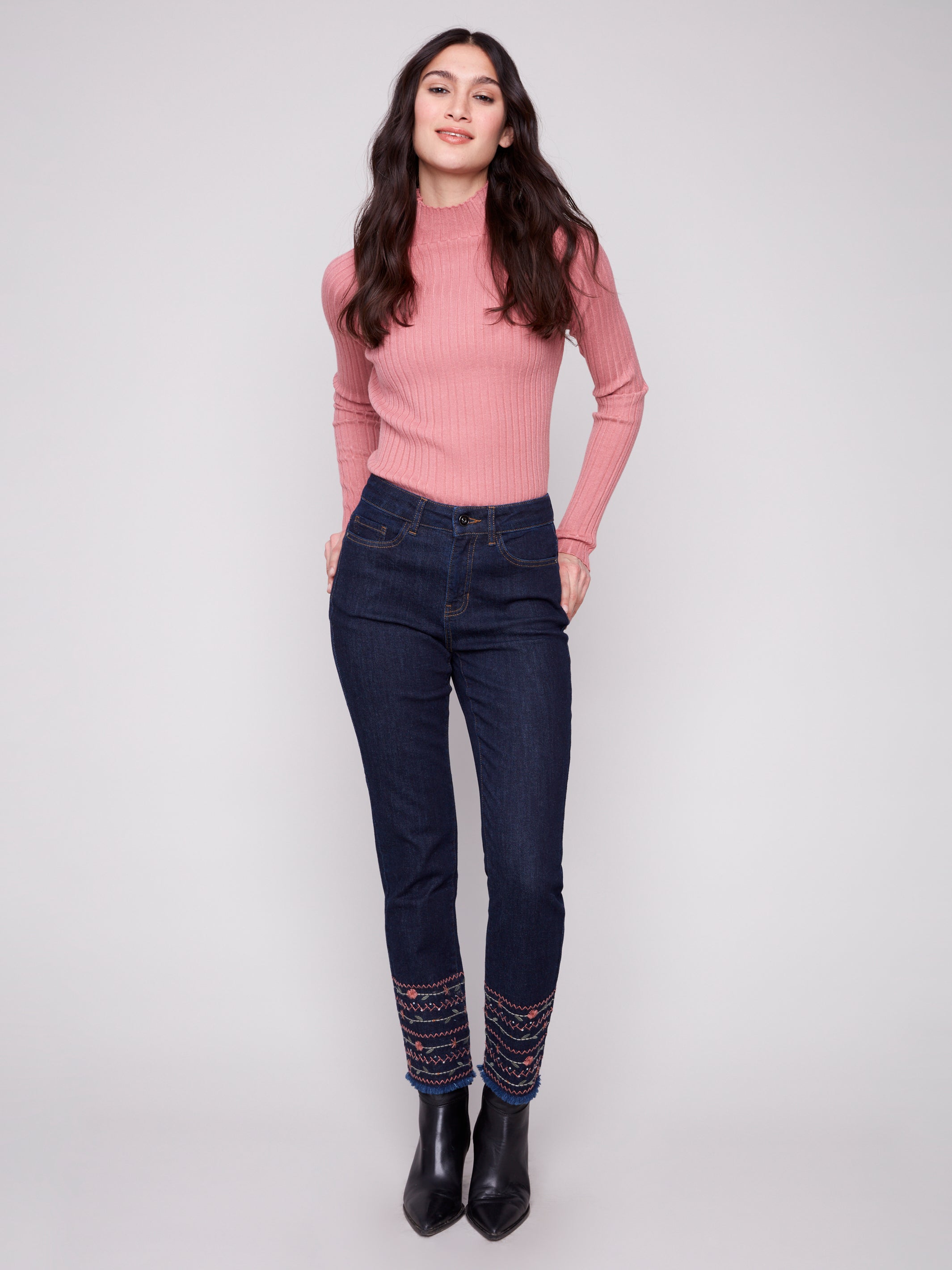 Hem Embroidered Stretch Denim C5573R/437C