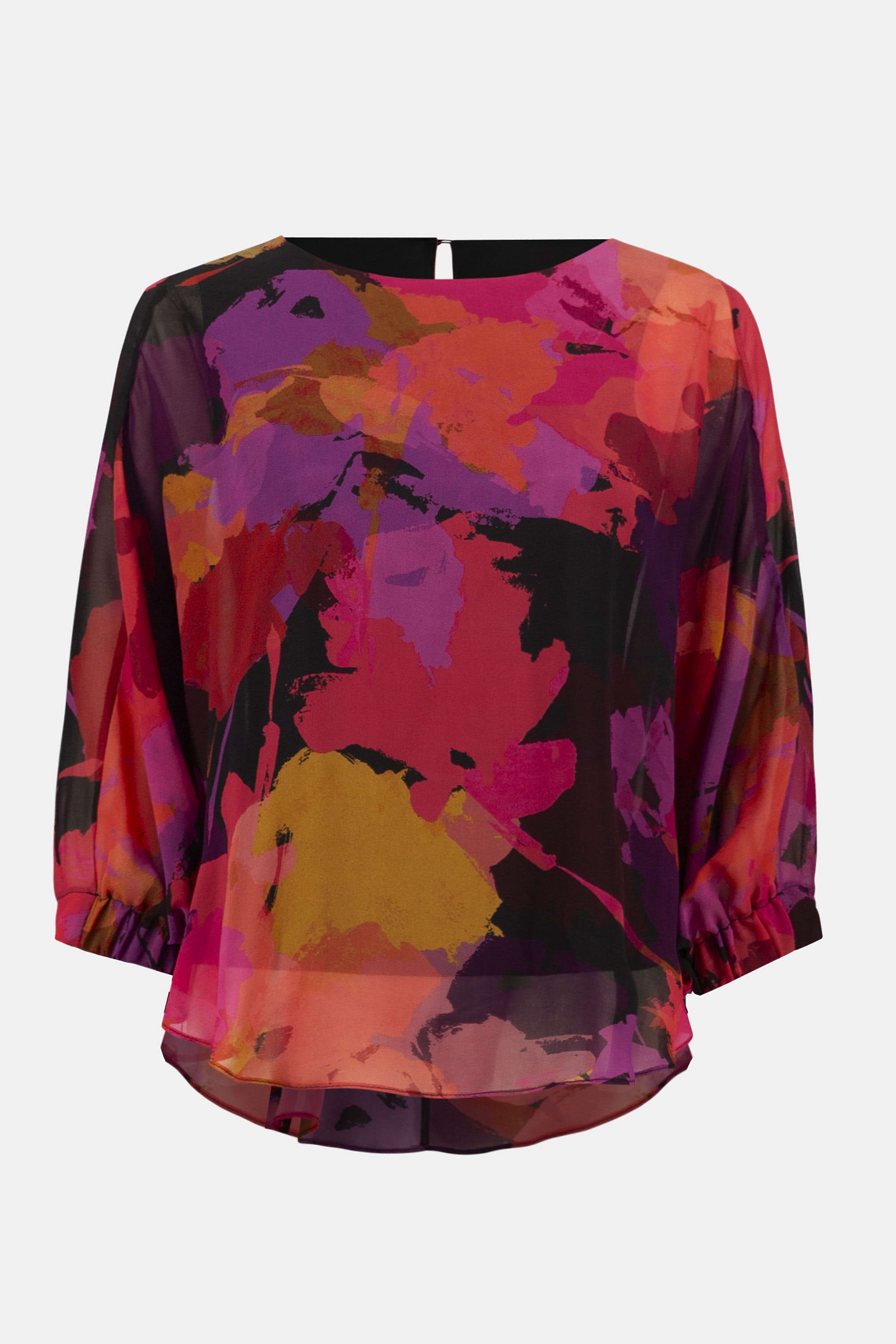 Recycled Chiffon Floral Print Boxy Top 253257