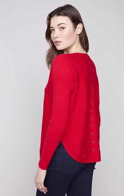 Round Hem Lace Up Sweater C2170Z-464A
