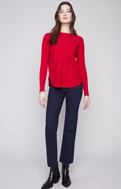 Round Hem Lace Up Sweater C2170Z-464A