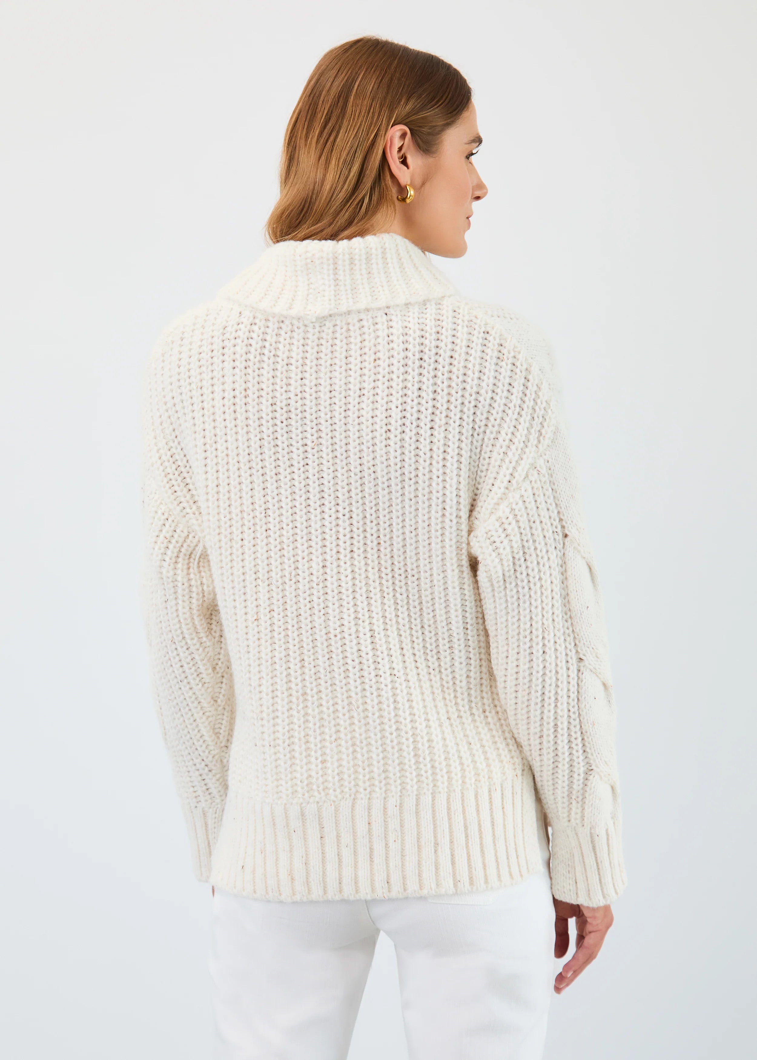Cowl Neck Cable Sweater 1205423