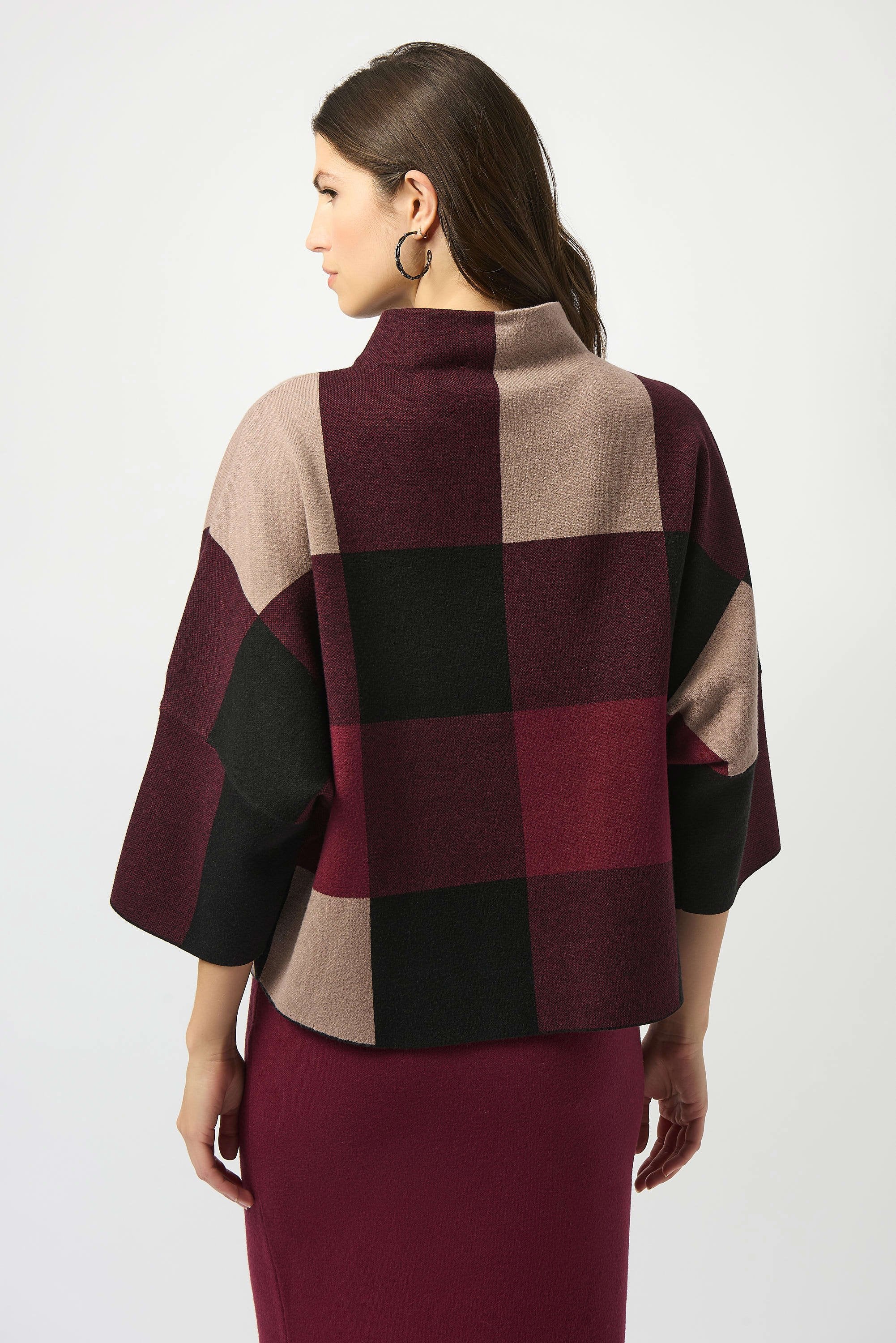 Plaid Jacquard Sweater Knit Top 243948F25 T