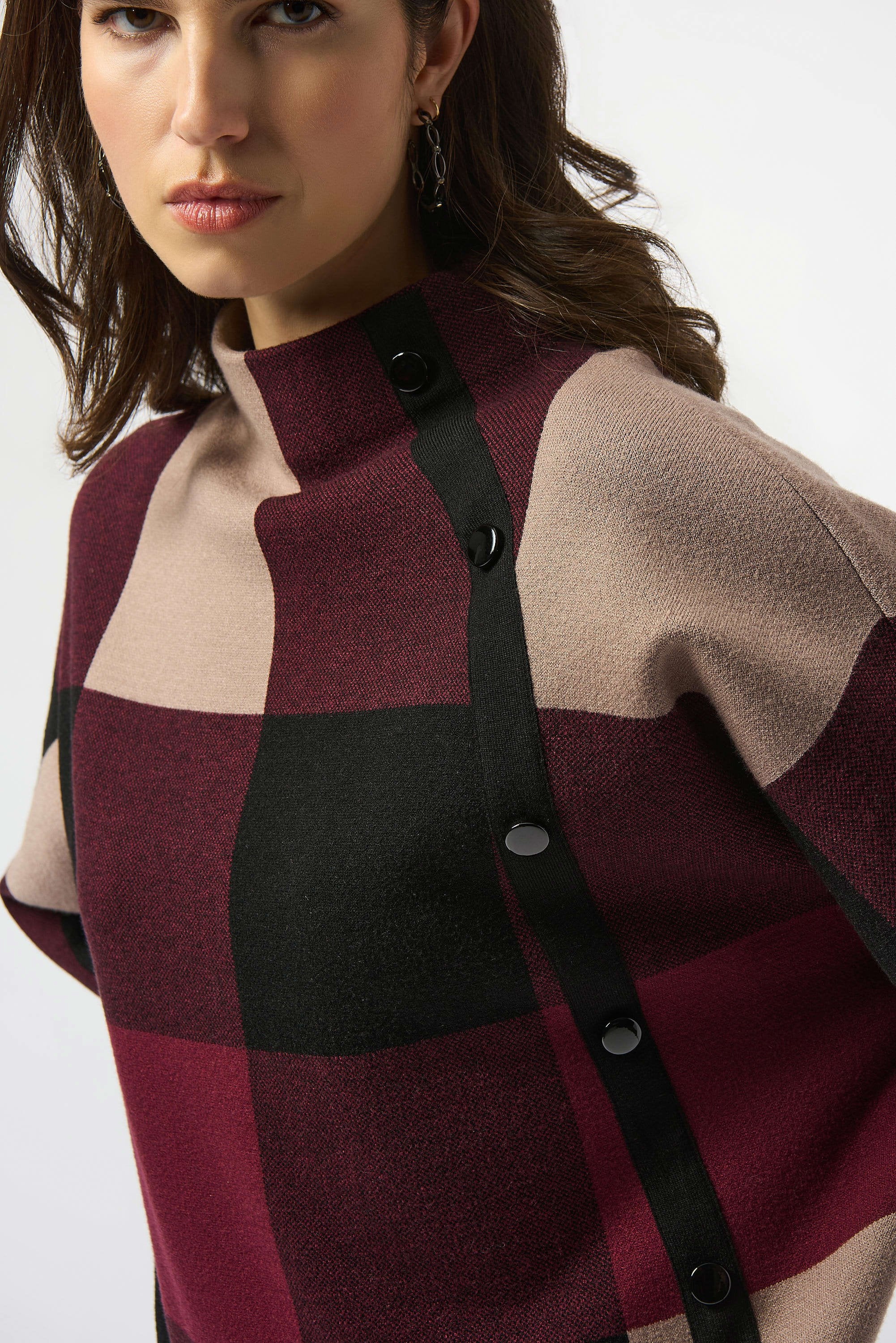 Plaid Jacquard Sweater Knit Top 243948F25 T